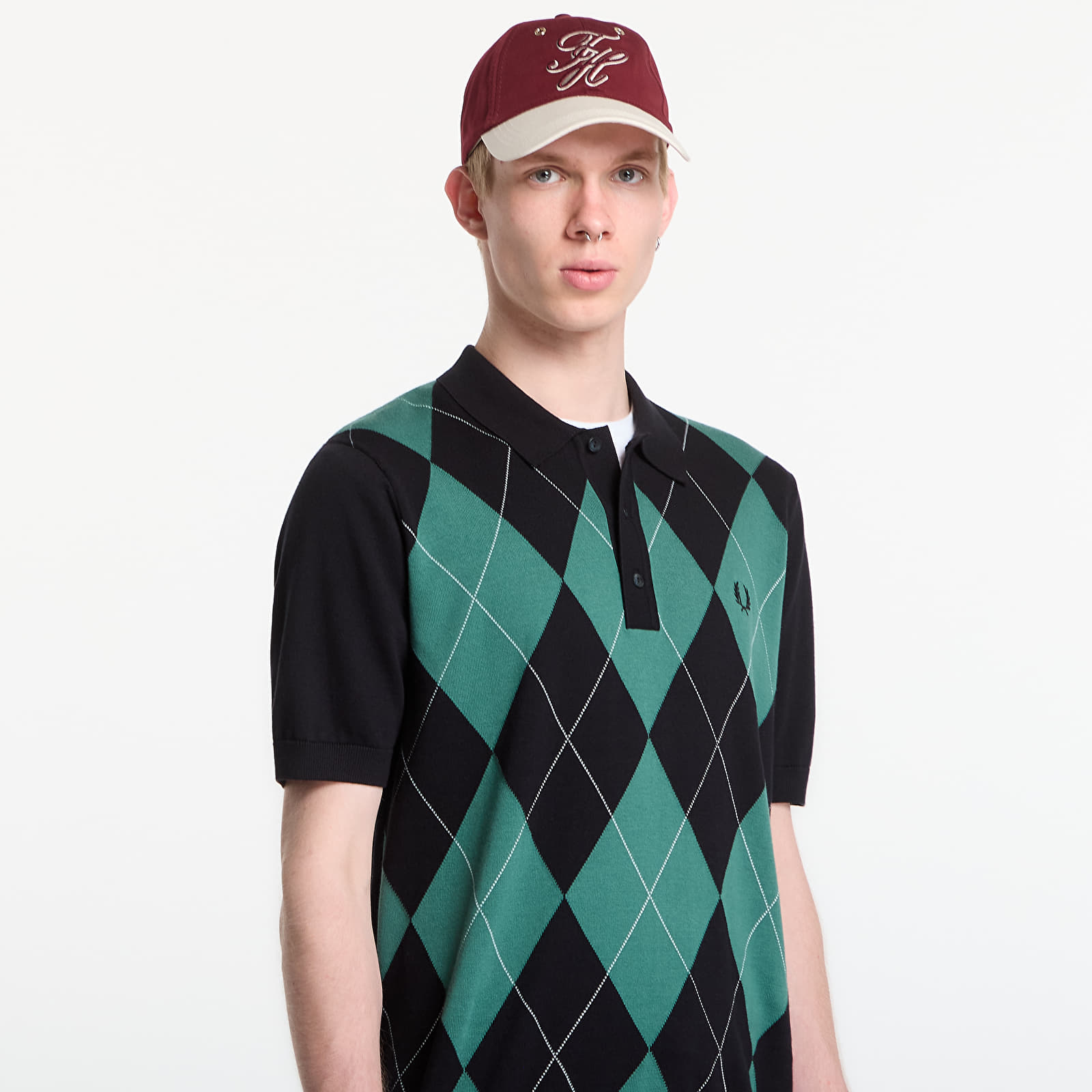Men's T-shirts Fred Perry Argyle Knitted Shirt Black