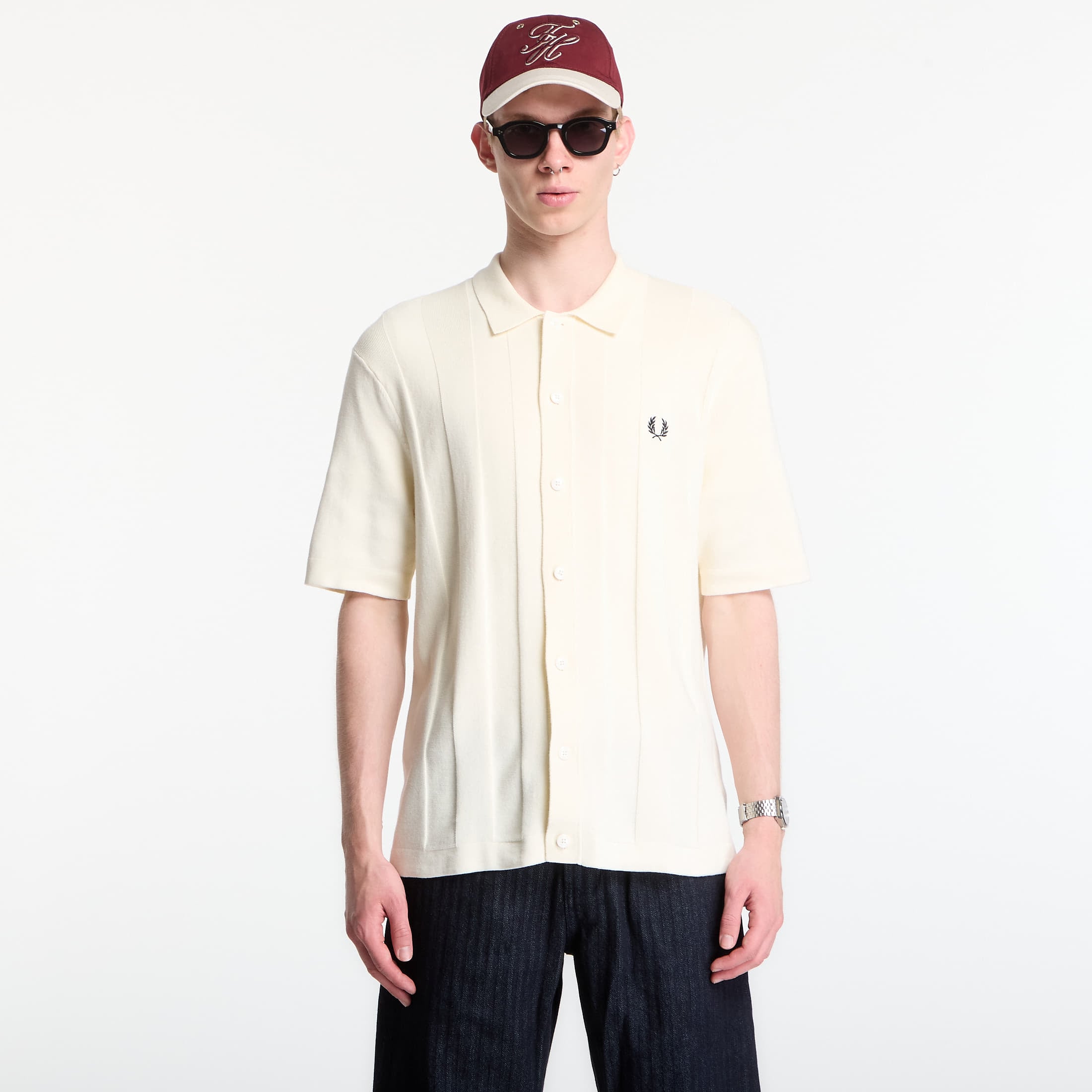 Shirt Fred Perry Tonal Vertical Stripe Shirt Ecru L