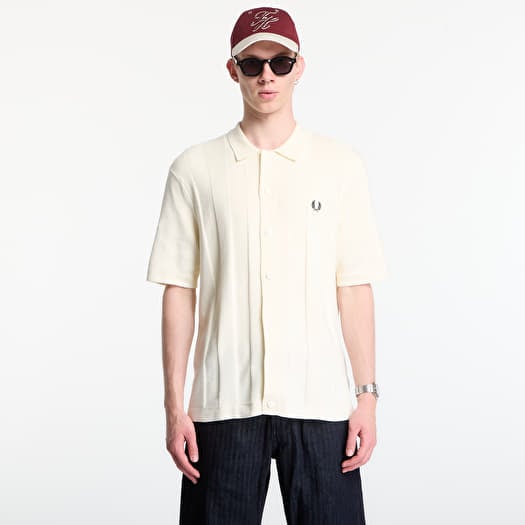 Marškiniai Fred Perry Tonal Vertical Stripe Shirt Ecru