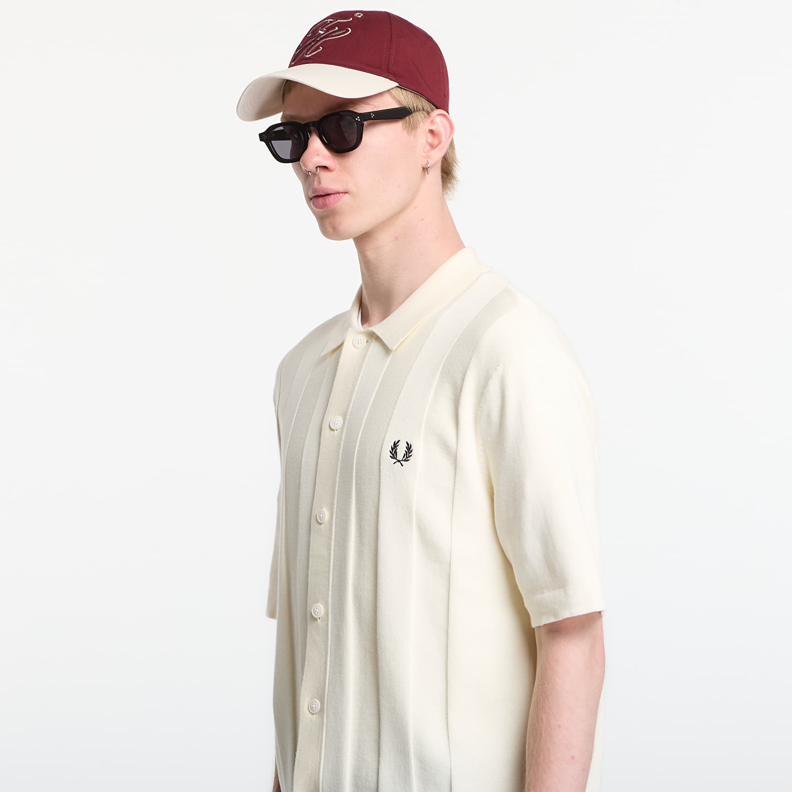 Men's shirts Fred Perry Tonal Vertical Stripe Shirt Ecru