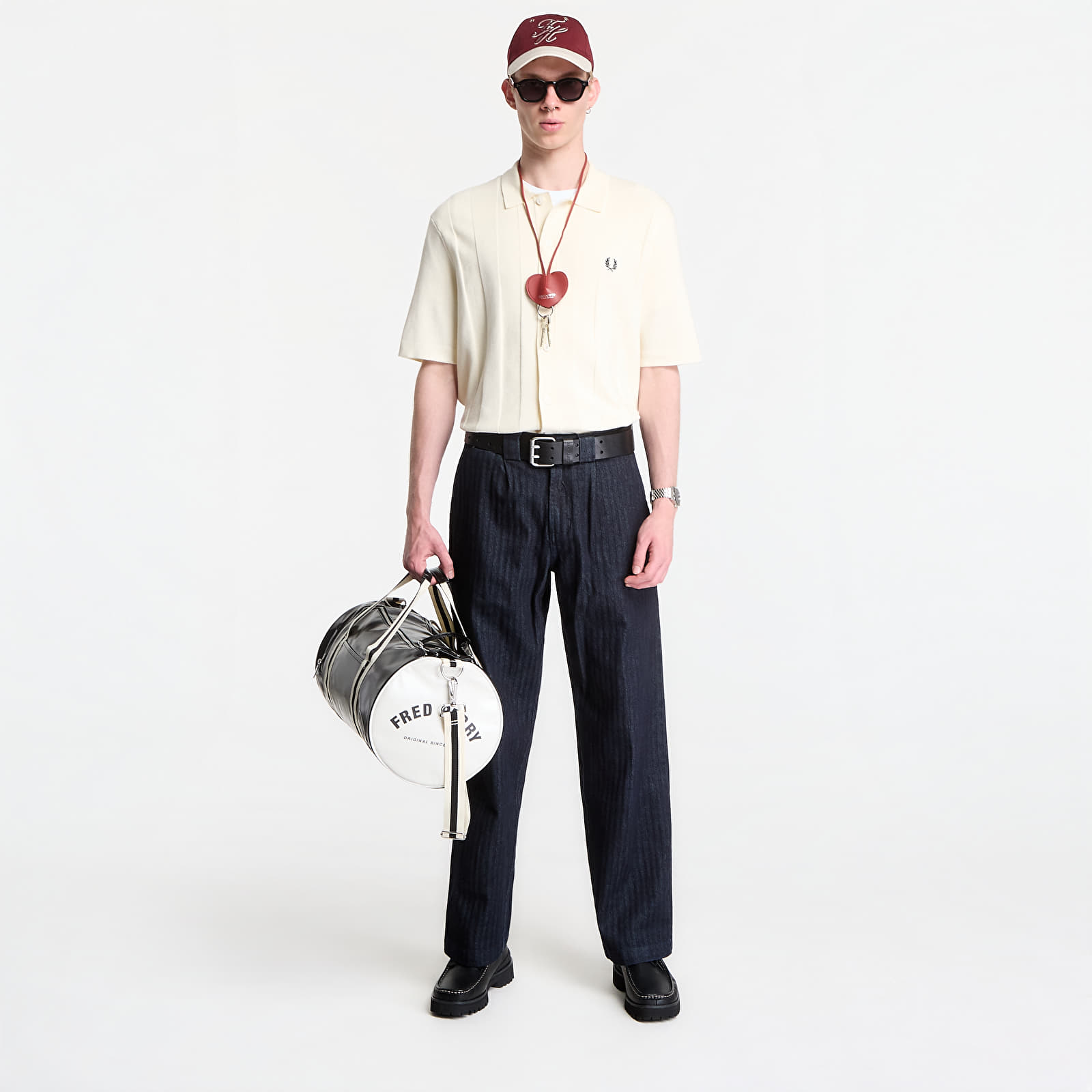 Men's shirts Fred Perry Tonal Vertical Stripe Shirt Ecru