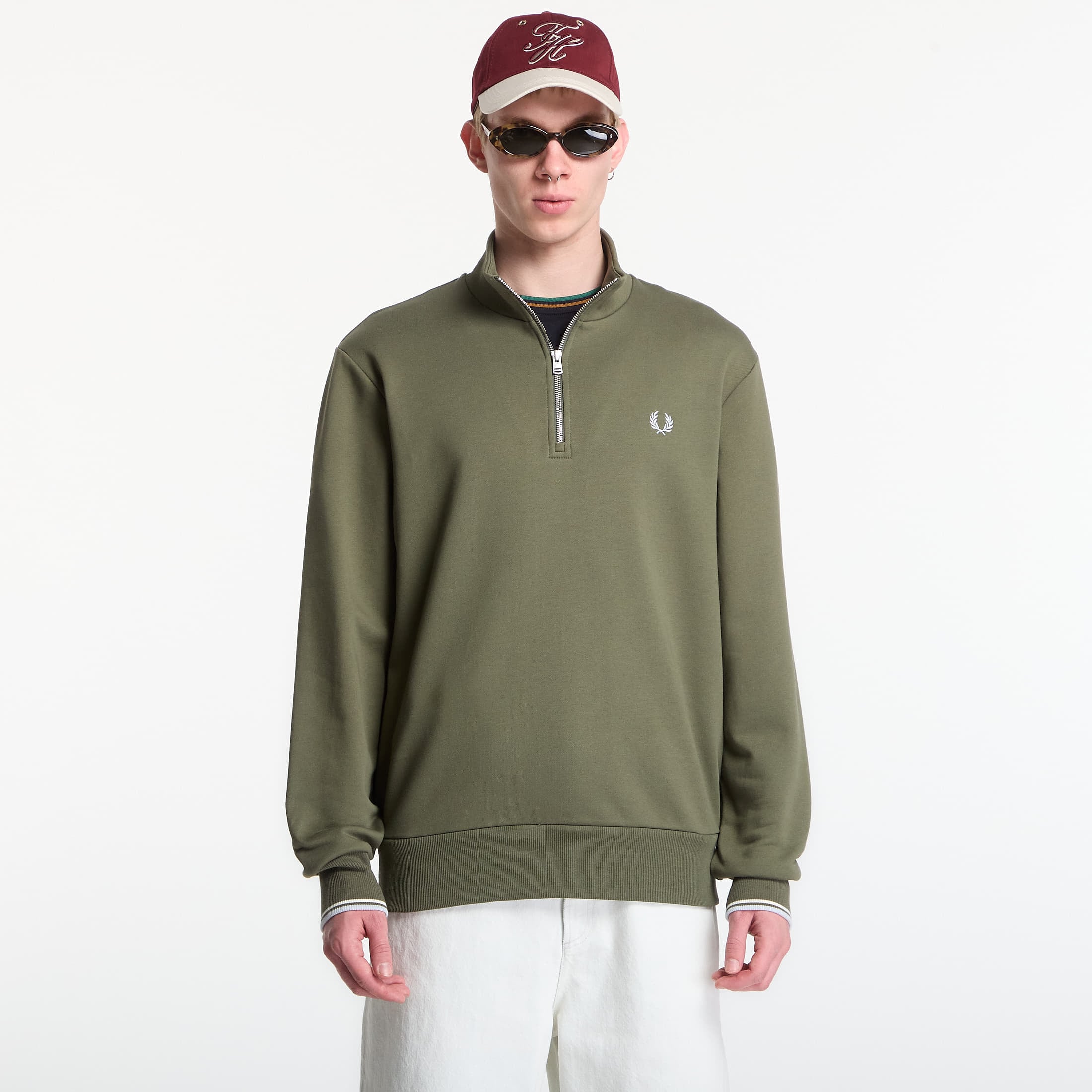Sweatshirt Fred Perry Half Zip Sweatshirt Green XL