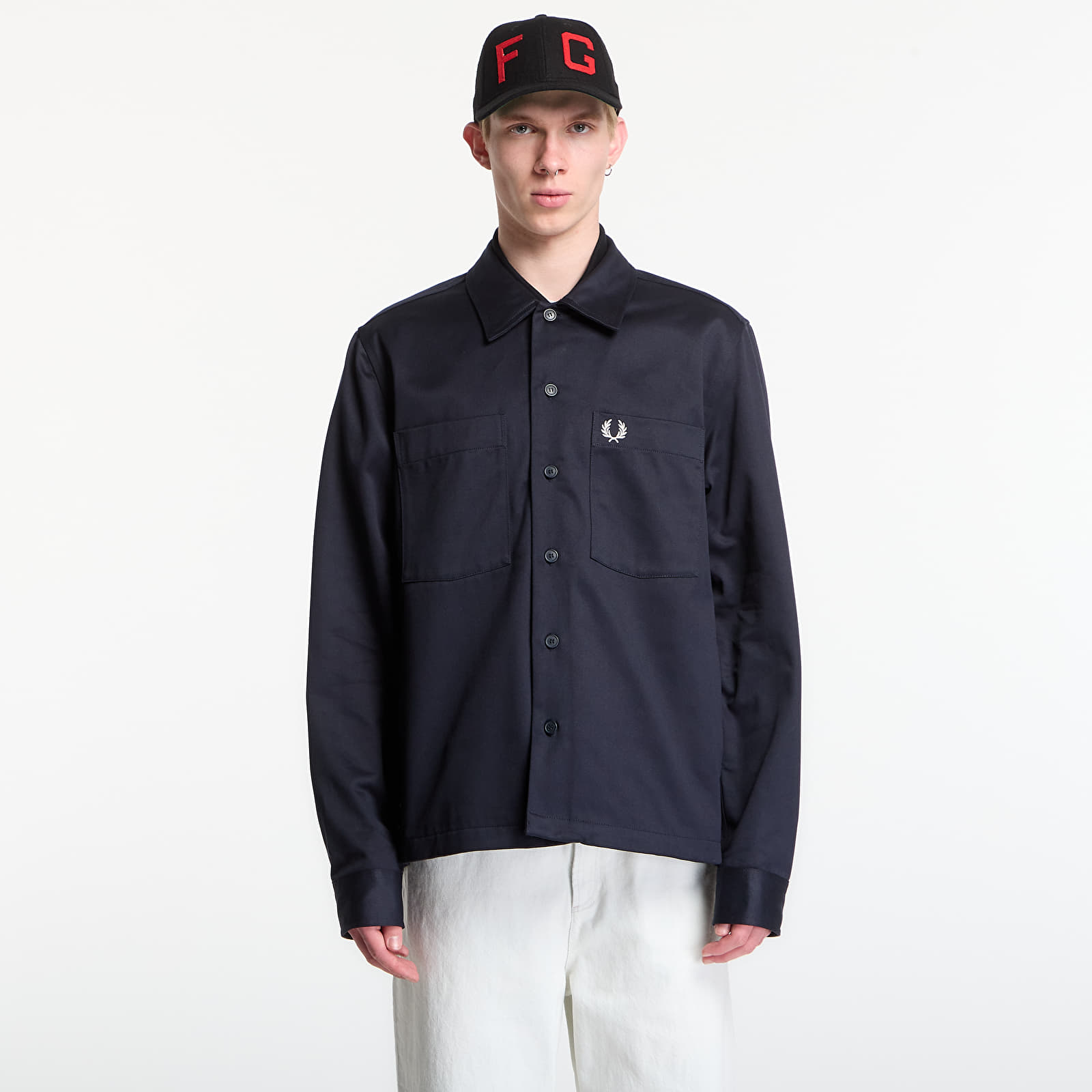 Koszule męskie Fred Perry Twill Overshirt Navy