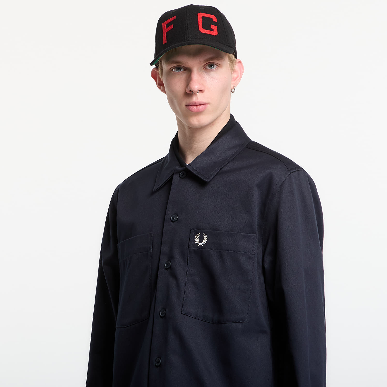 Koszule męskie Fred Perry Twill Overshirt Navy