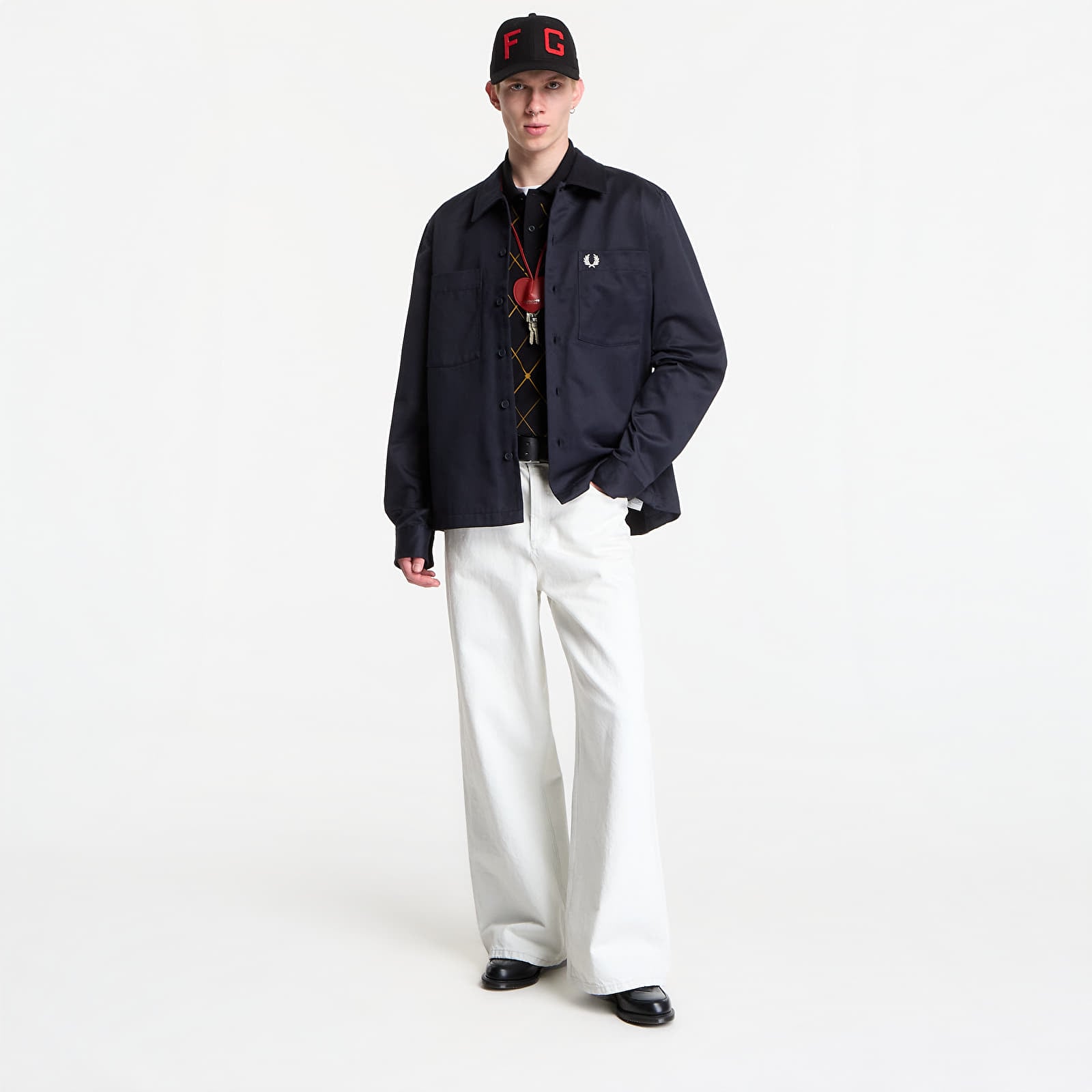 Koszule męskie Fred Perry Twill Overshirt Navy