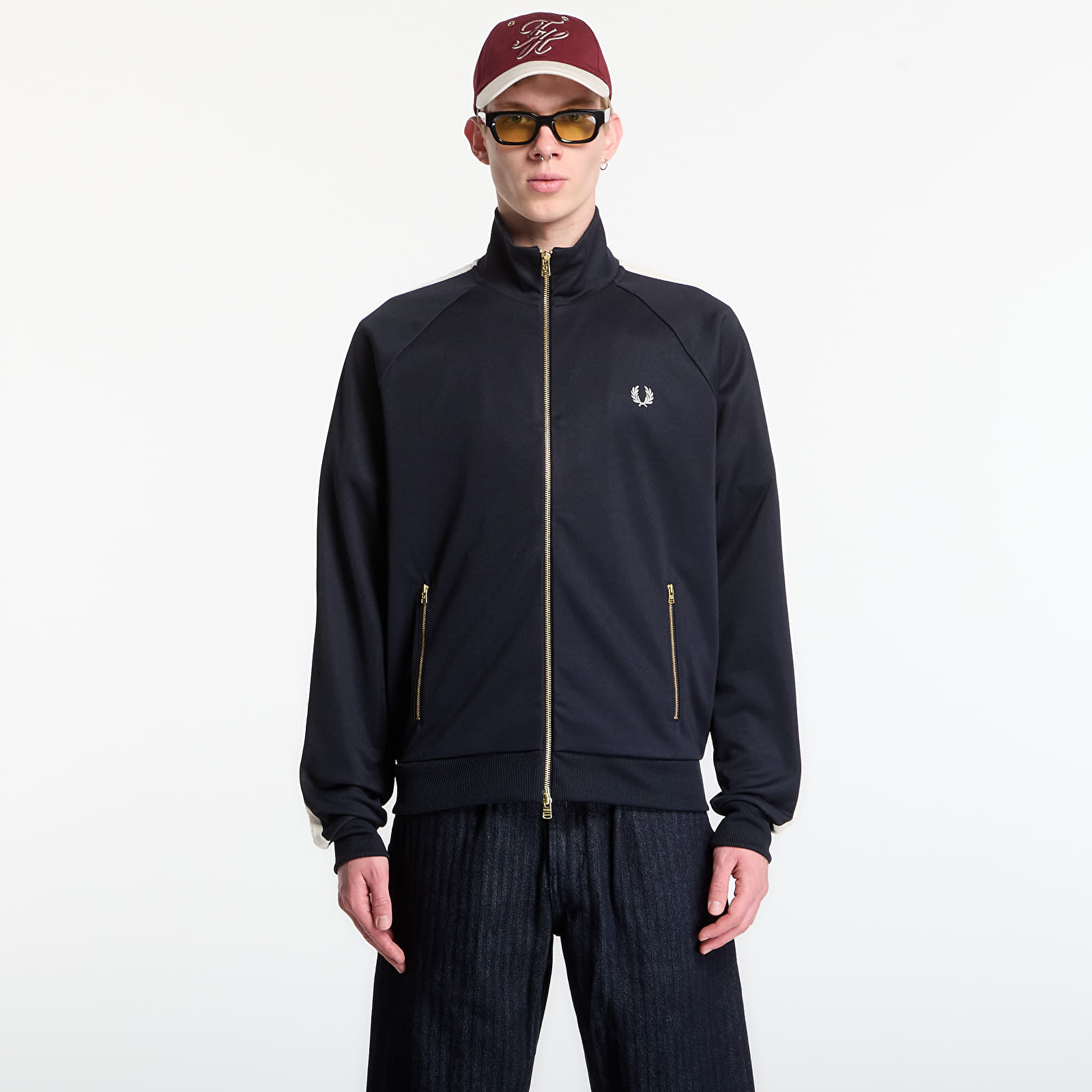 Men's sweatshirts Fred Perry Cable Taped Track Jacket Navy