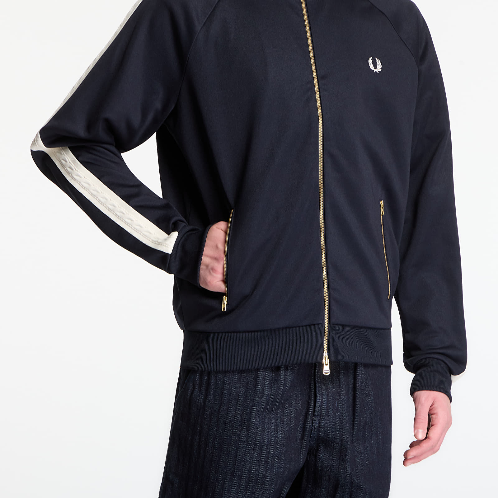 Men's sweatshirts Fred Perry Cable Taped Track Jacket Navy