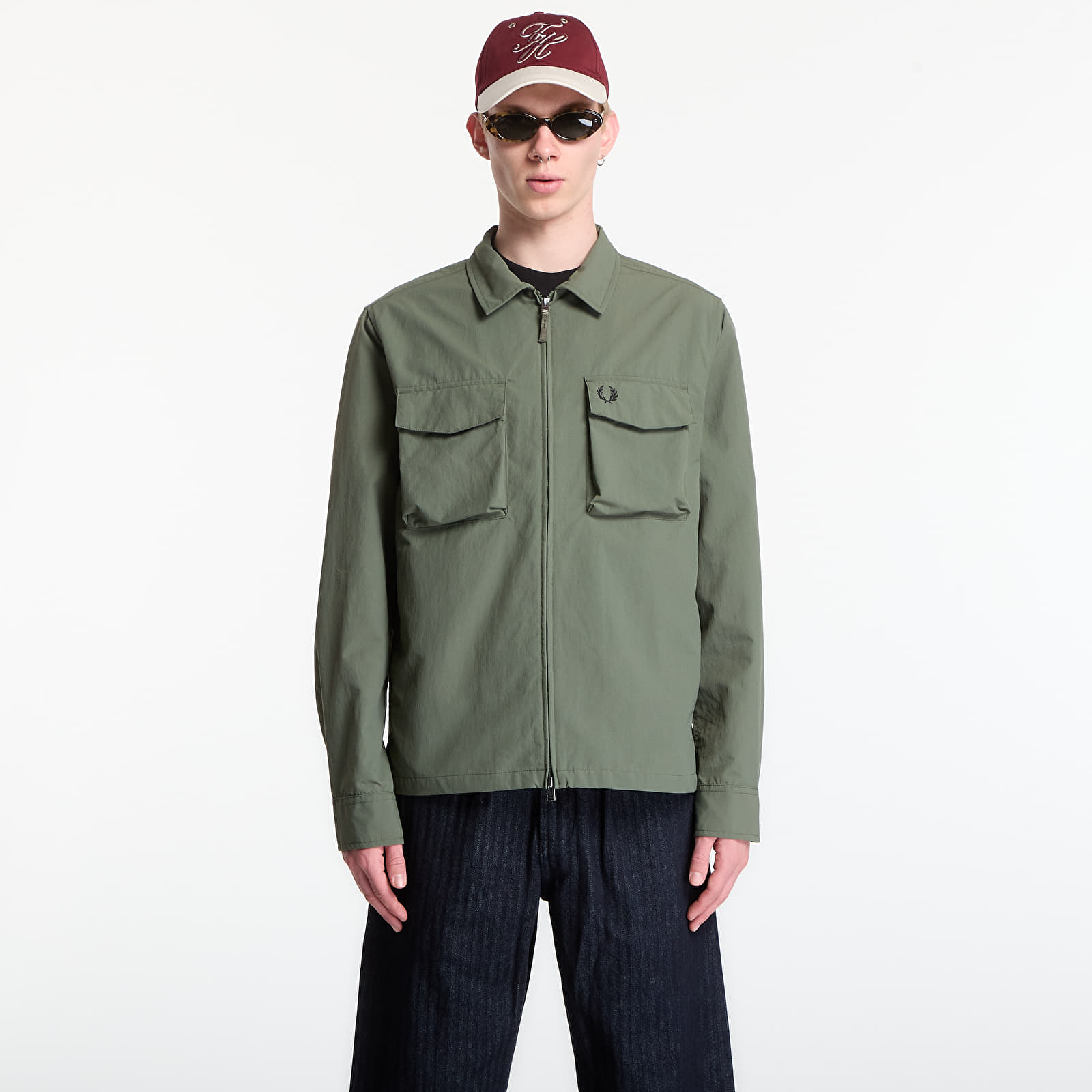Men's overshirts Fred Perry Ripstop Pocket Overshirt Green