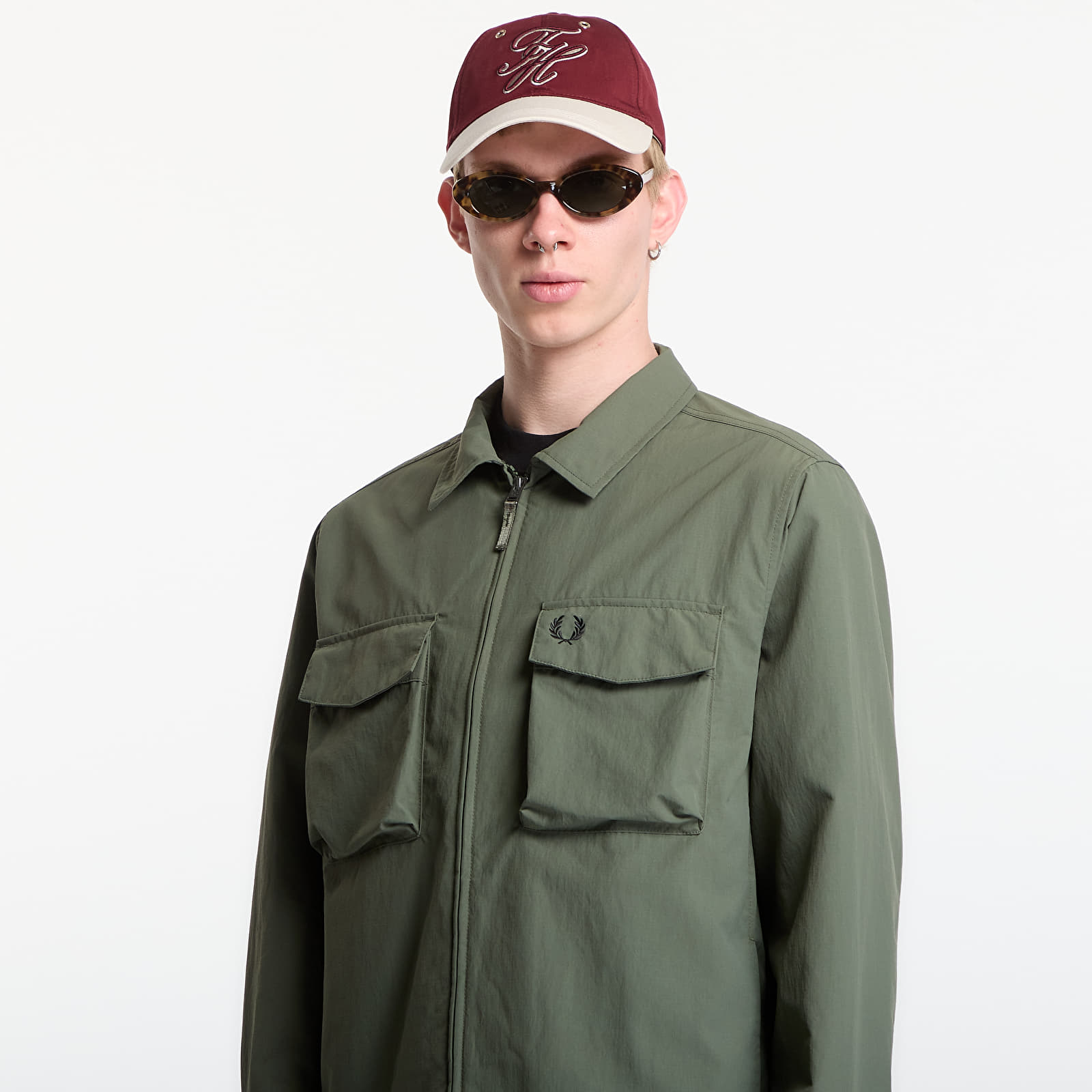 Men's overshirts Fred Perry Ripstop Pocket Overshirt Green