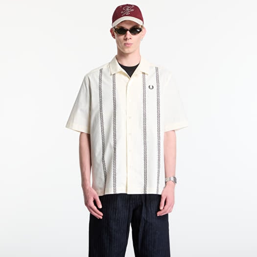 Fred Perry Placement Print Revere Shirt Ecru