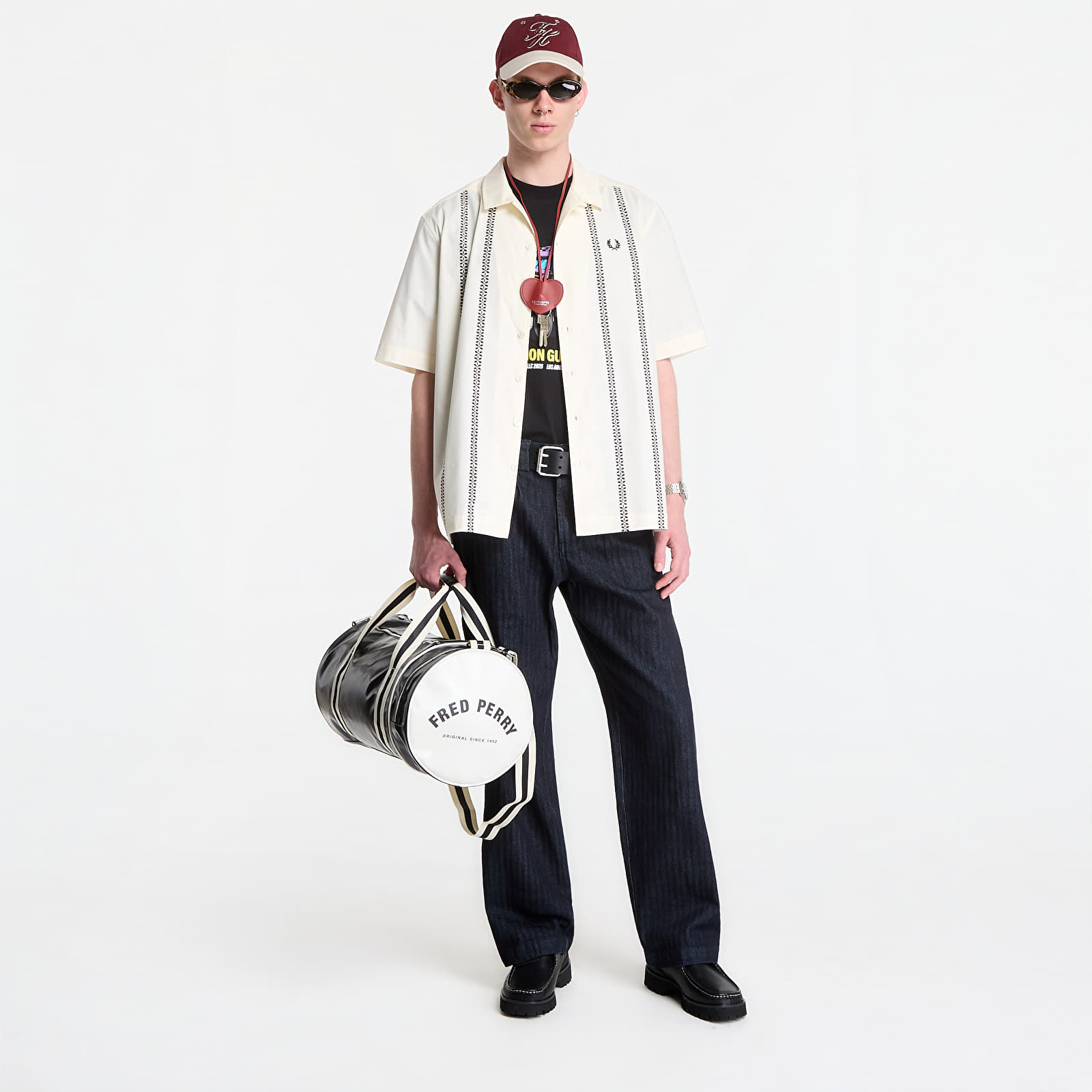 Men's shirts Fred Perry Placement Print Revere Shirt Ecru