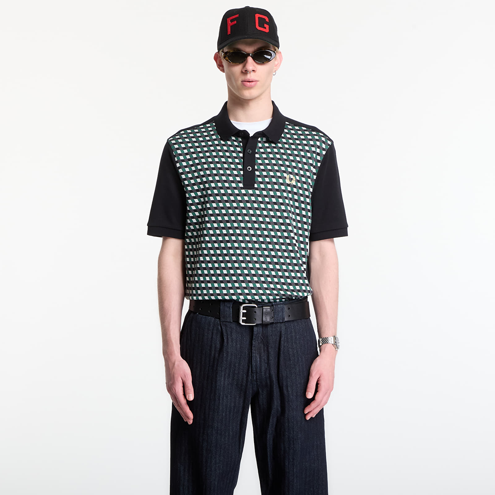 Męskie koszulki polo Fred Perry Geometric Polo Shirt Black