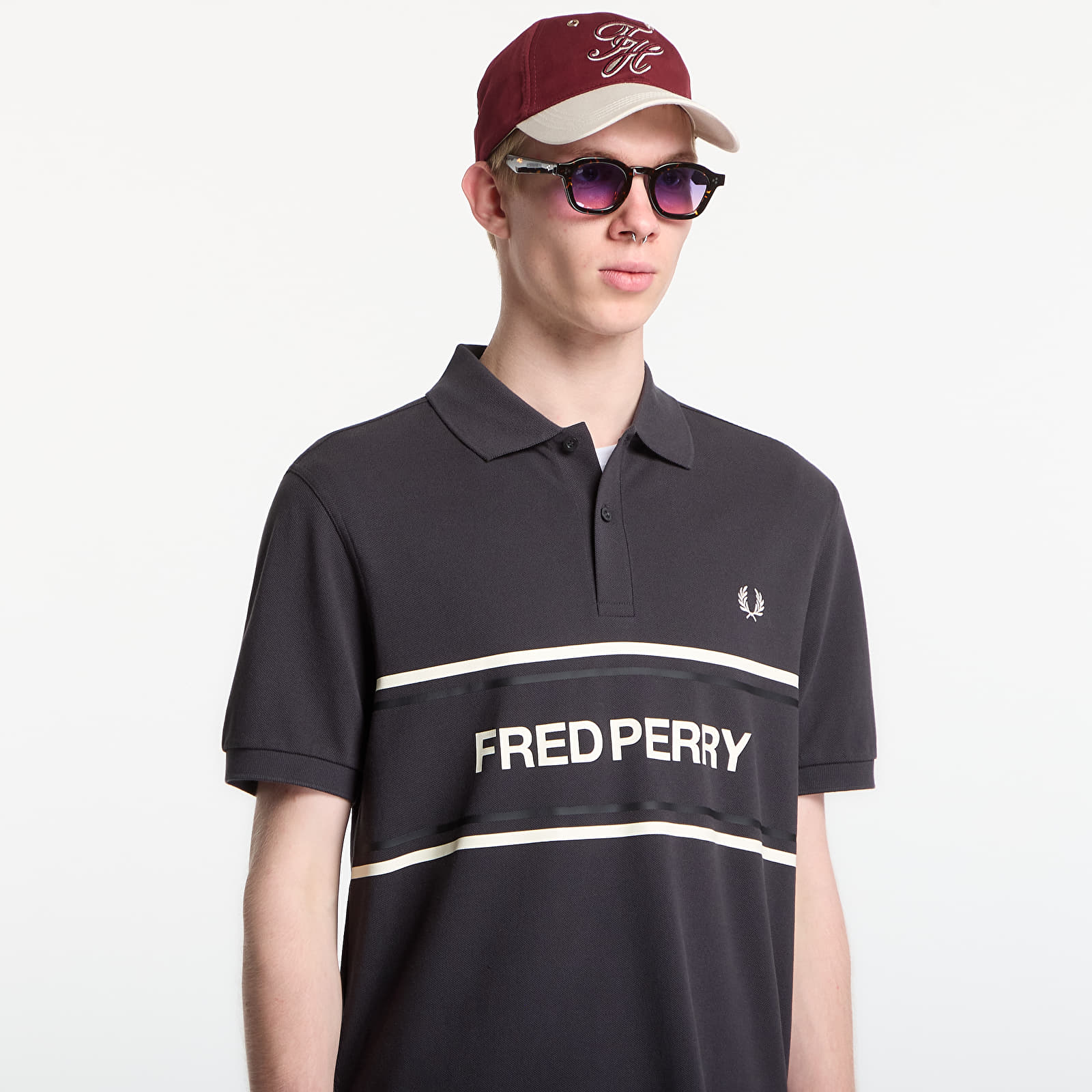 T-shirty męskie Fred Perry Fred Perry Graphic Polo Shirt Anchor Grey