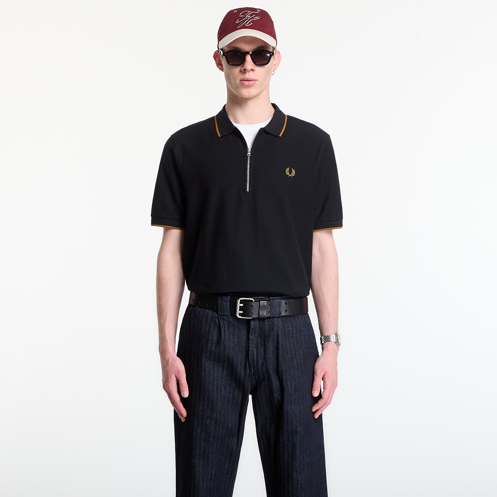 Ανδρικά μπλουζάκια Fred Perry Crepe Pique Polo Shirt Black