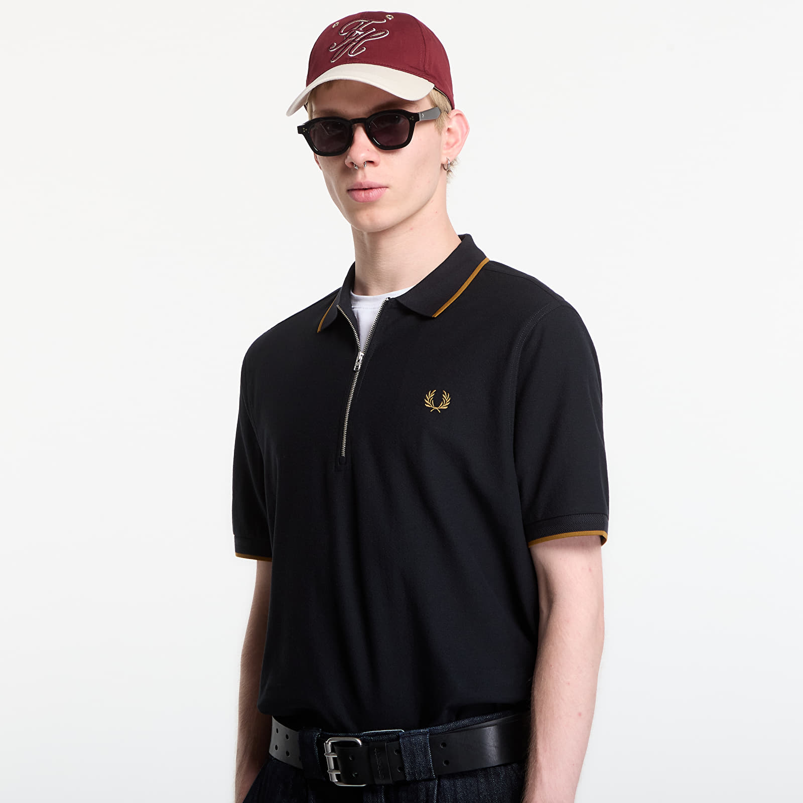 Ανδρικά μπλουζάκια Fred Perry Crepe Pique Polo Shirt Black