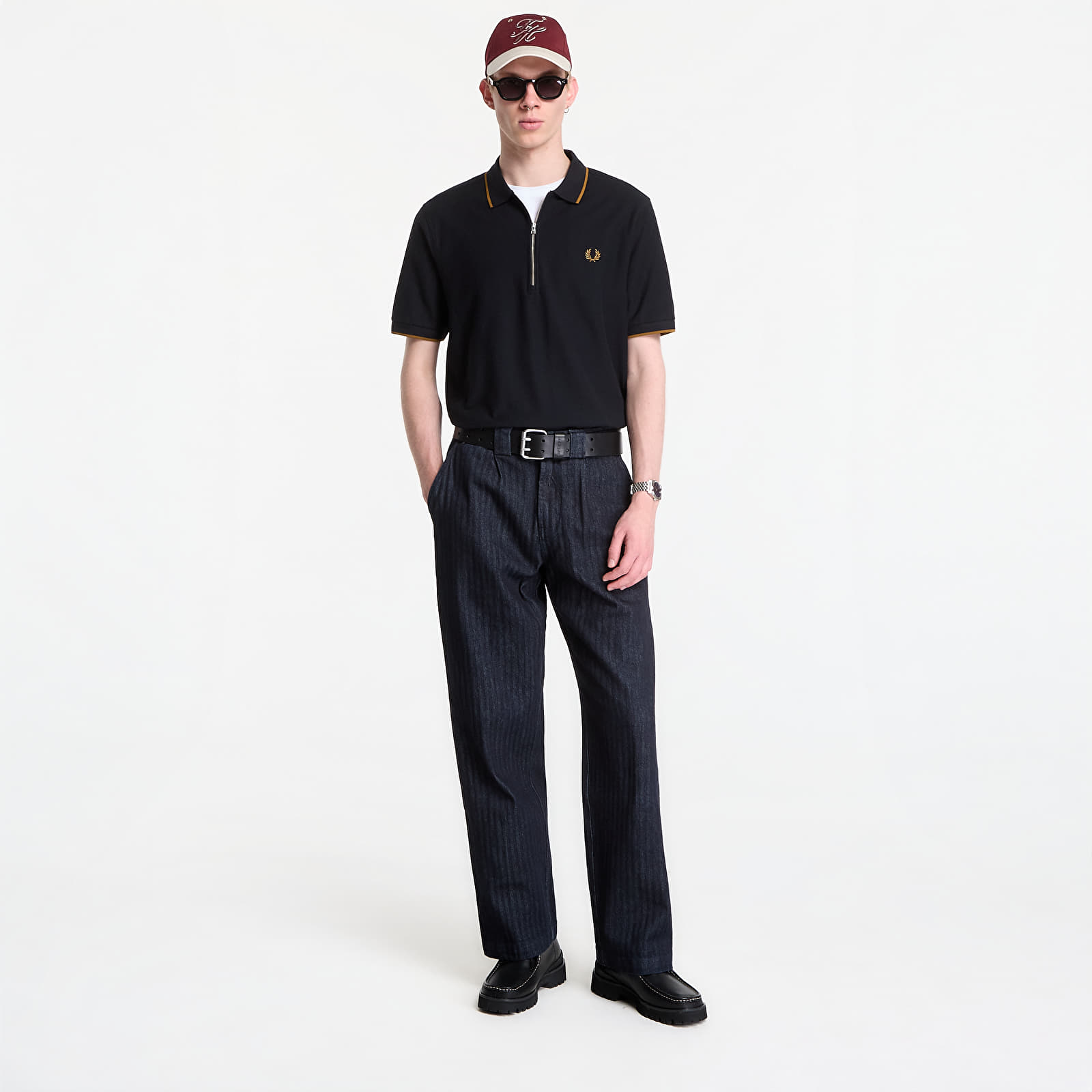 Ανδρικά μπλουζάκια Fred Perry Crepe Pique Polo Shirt Black