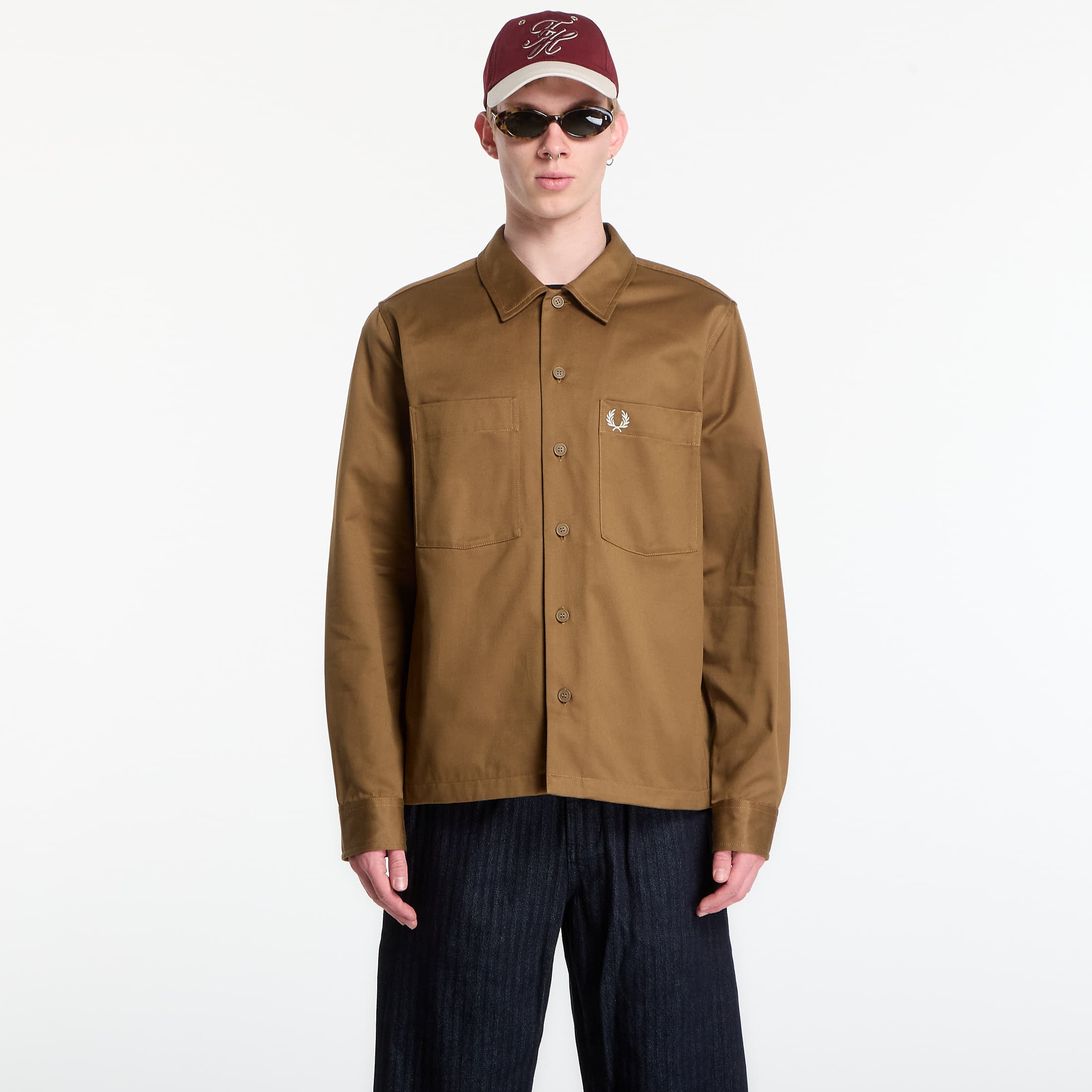 Jacket Fred Perry Twill Overshirt Brown M