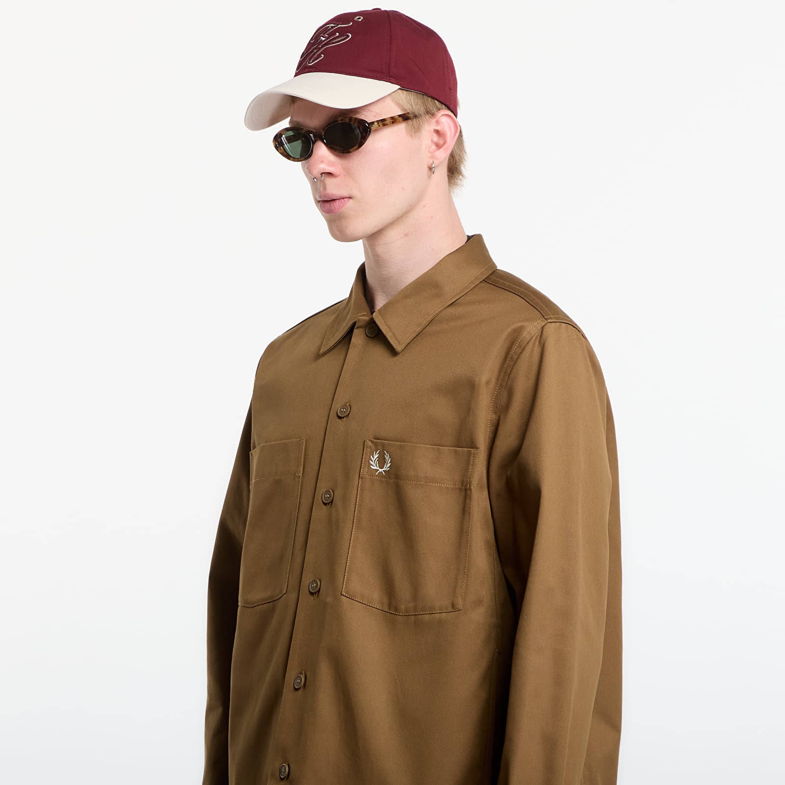 Men's overshirts Fred Perry Twill Overshirt Brown