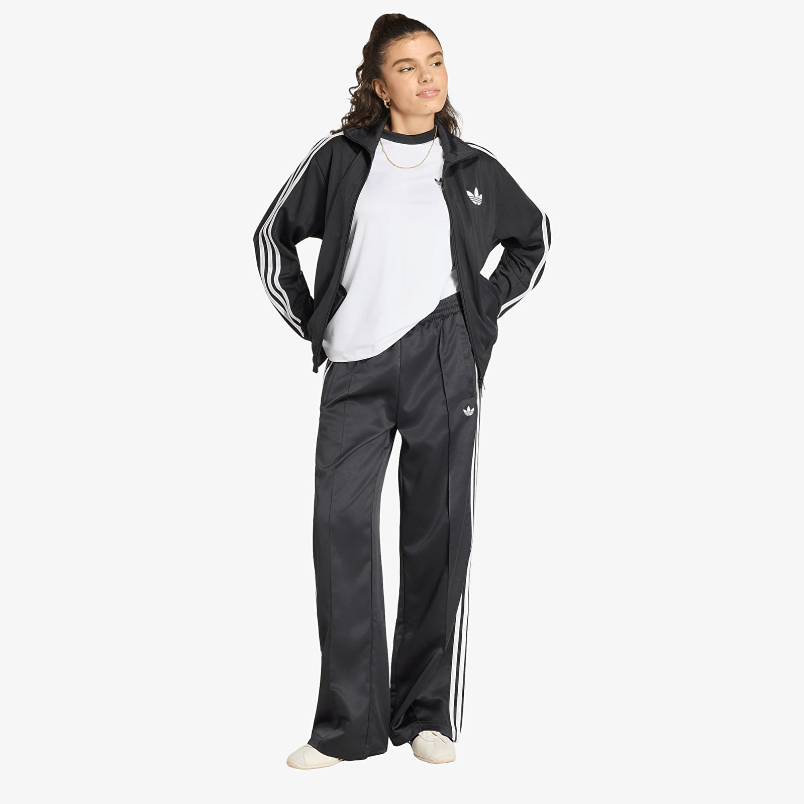 Women's Sweatpants adidas Satin Sst Loose Track Pant Black/ White