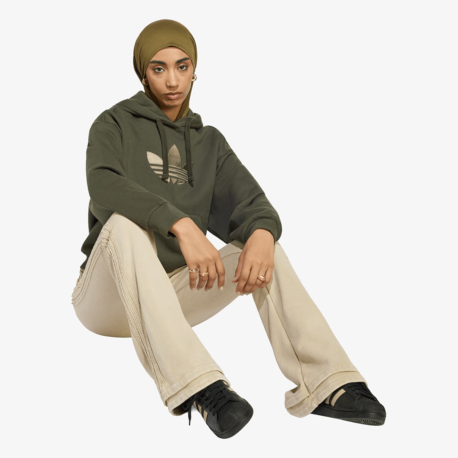 Γυναικείες φόρμες adidas Sst Bootcut Pant Khaki Three