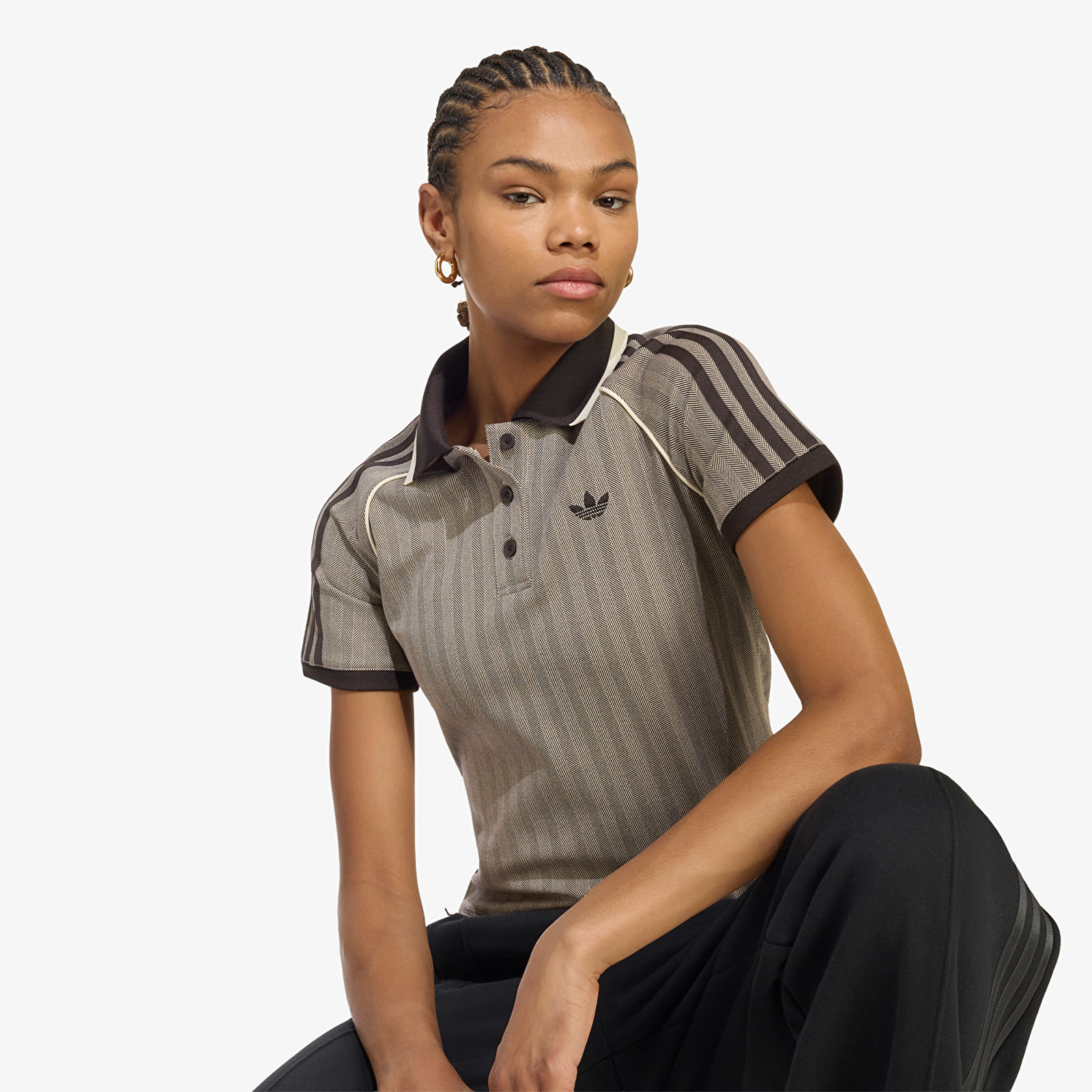 Moteriški marškinėliai adidas Polo Shirt Light Brown