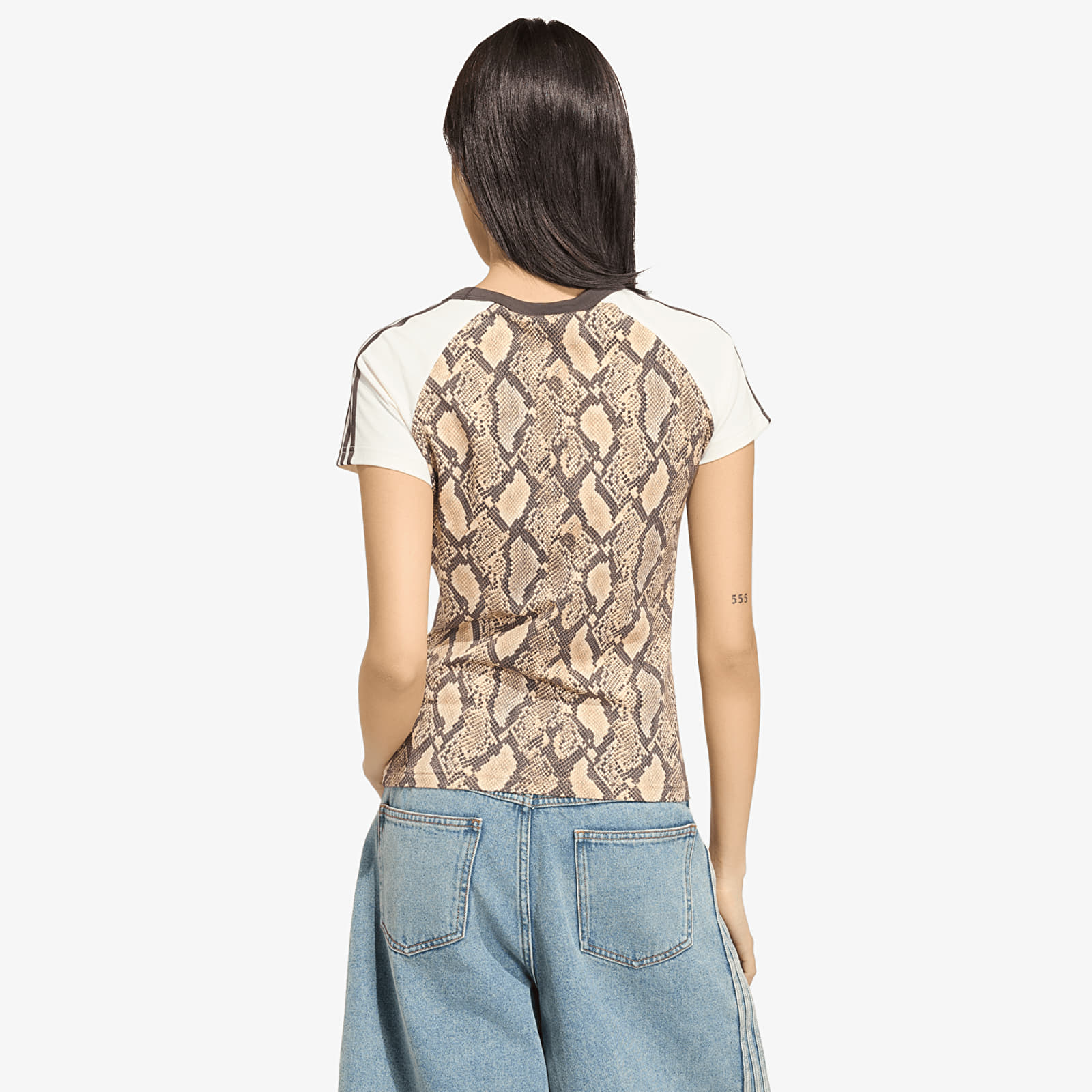 Moteriški marškinėliai adidas Snake Print Cali Tee Linen/ Magic Beige