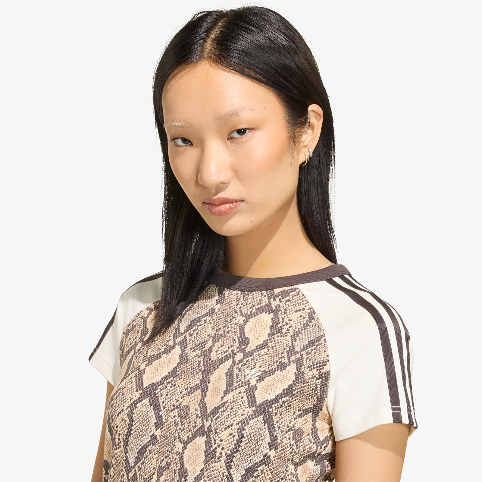 Moteriški marškinėliai adidas Snake Print Cali Tee Linen/ Magic Beige
