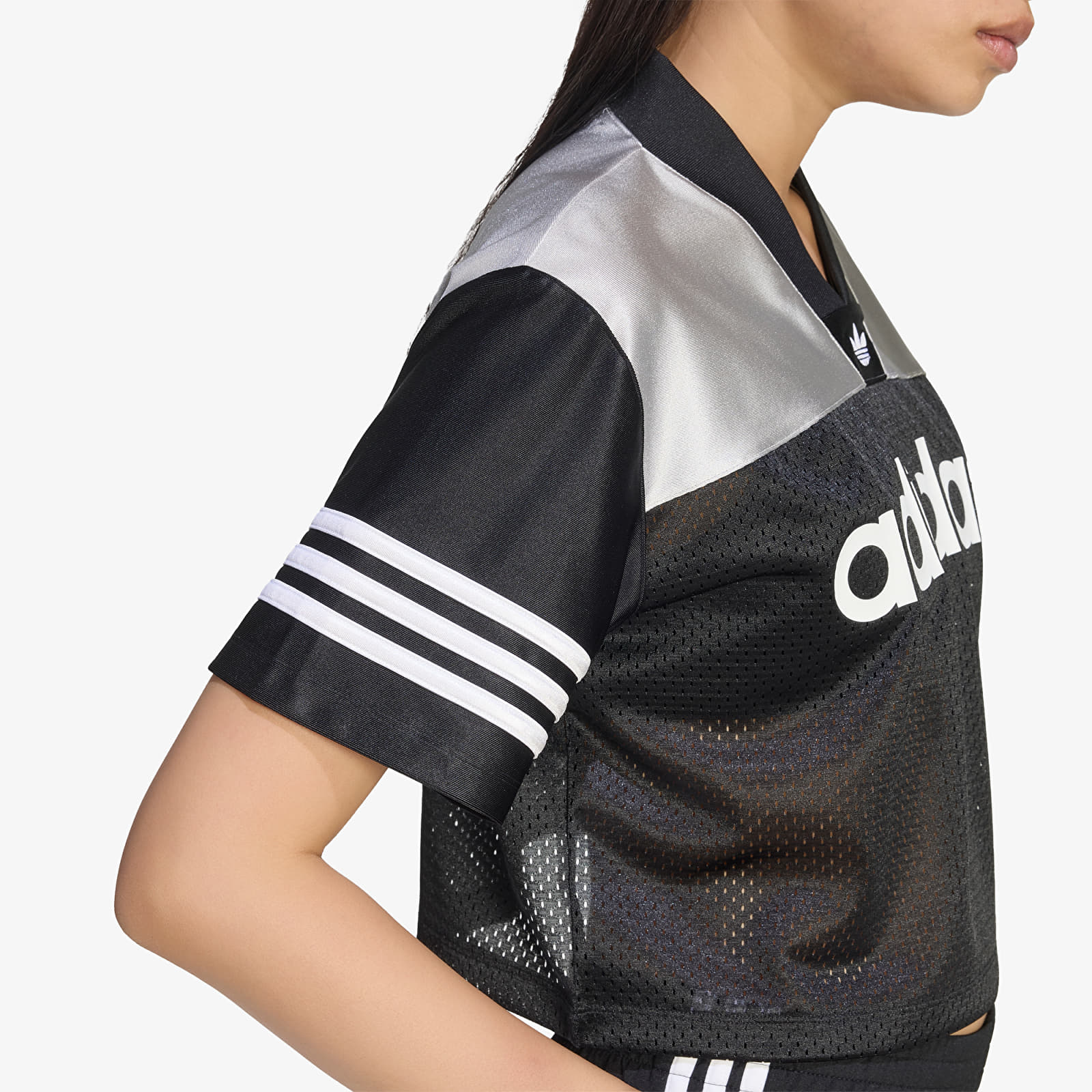 Női trikók adidas Crop Jersey Black/ Grey Two/ White