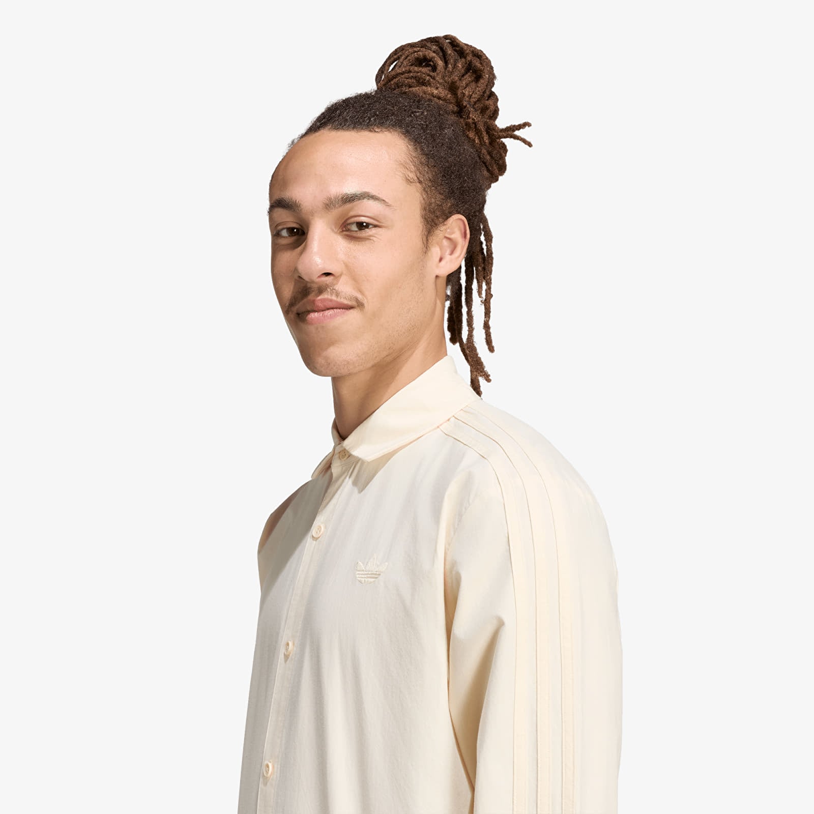 Pánské košile adidas 3 Stripes Button Up Shirt Warm Vanilla