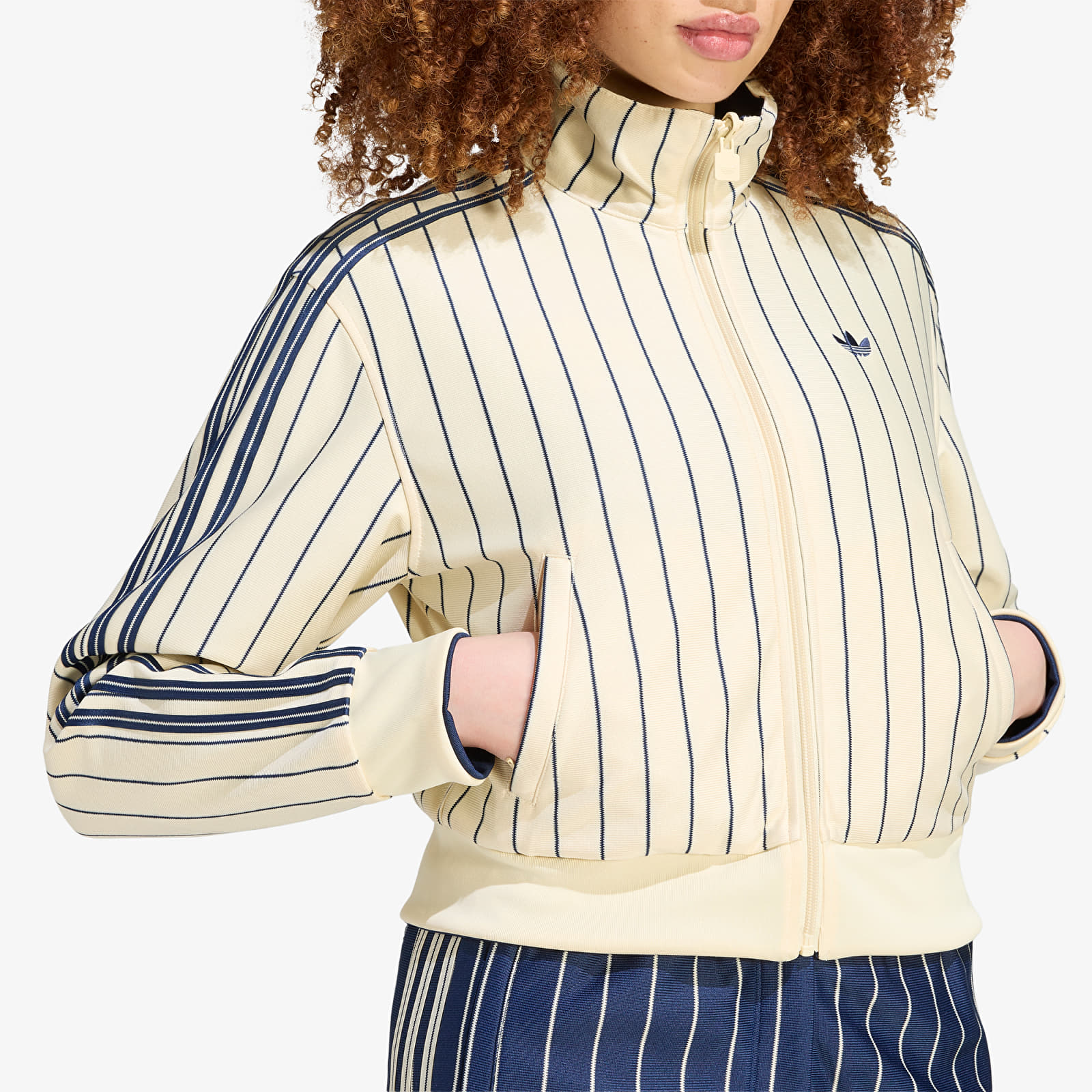 Sweats à capuche femme adidas Reversible Firebird Track Top Warm Vanilla/ Night Indigo