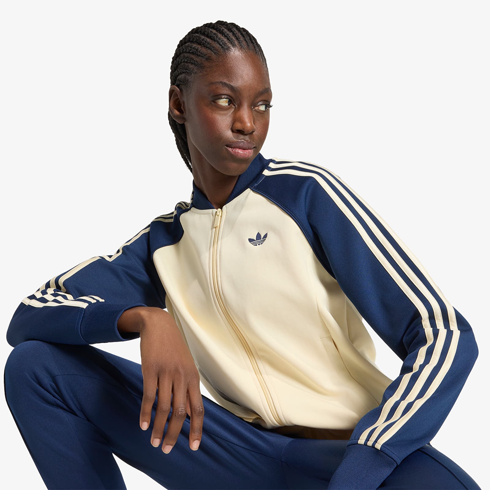 Women's Sweatshirts adidas Sst Classic Track Top Warm Vanilla/ Night Indigo