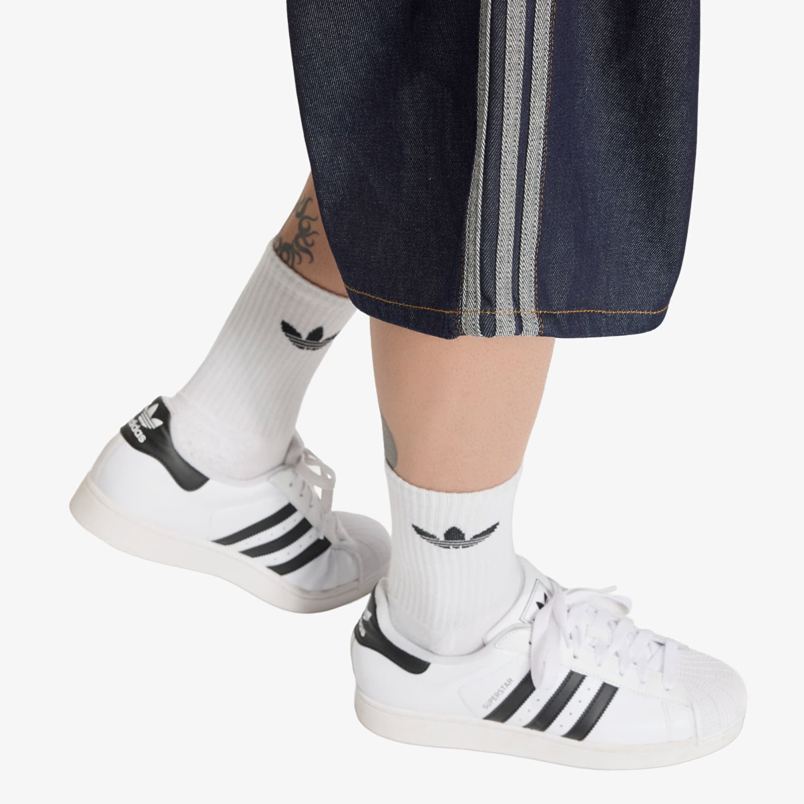 Meeste lühikesed püksid adidas Firebird Adicolor Jorts Mid-Rise Straight Leg Indigo Denim
