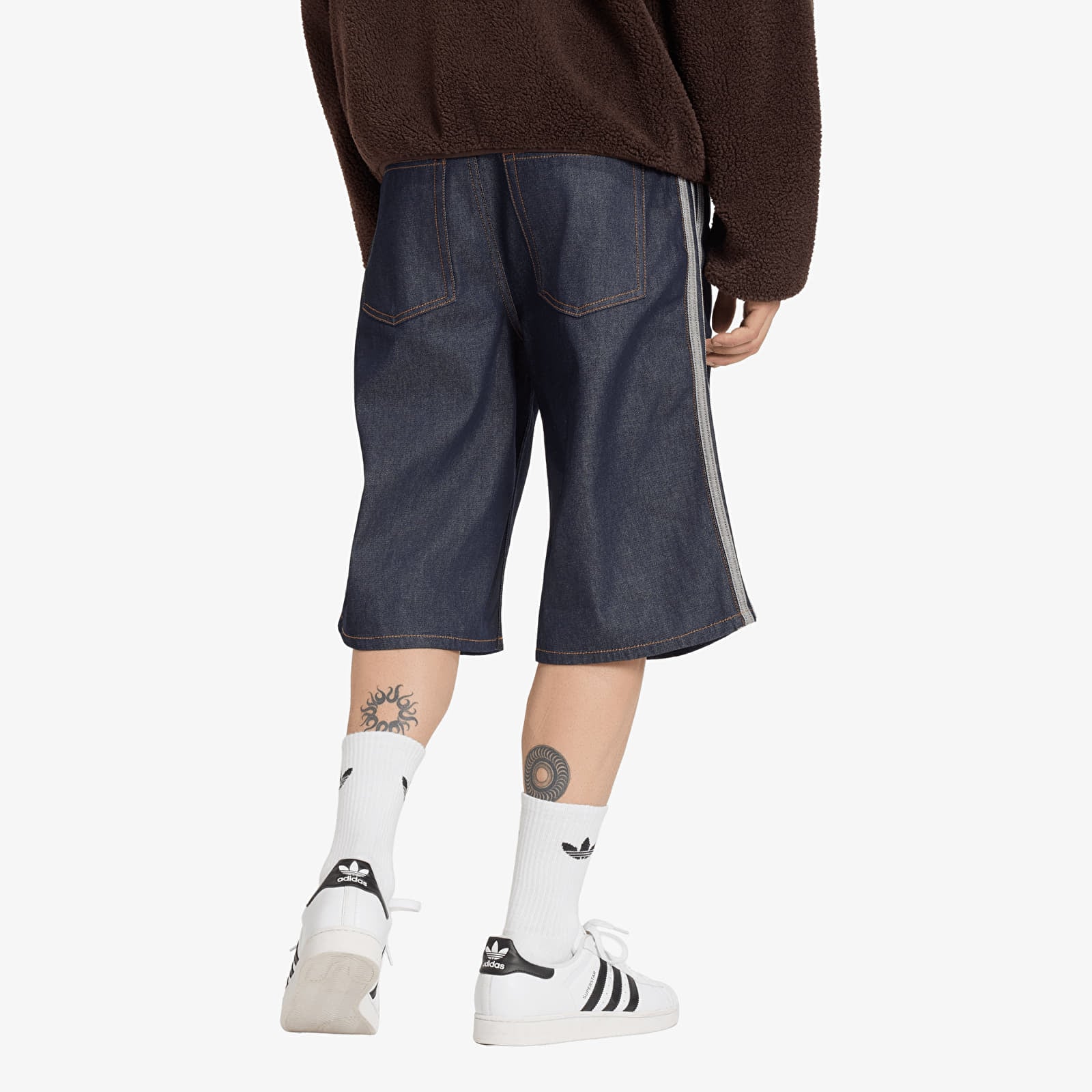 Meeste lühikesed püksid adidas Firebird Adicolor Jorts Mid-Rise Straight Leg Indigo Denim