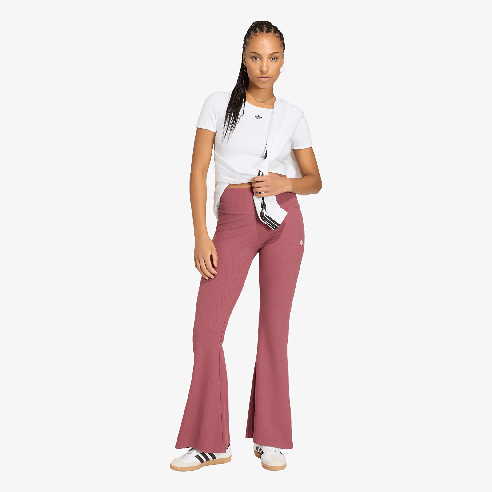 Дамски клин adidas Essentials Rib Flared Leggings Quiet Crimson