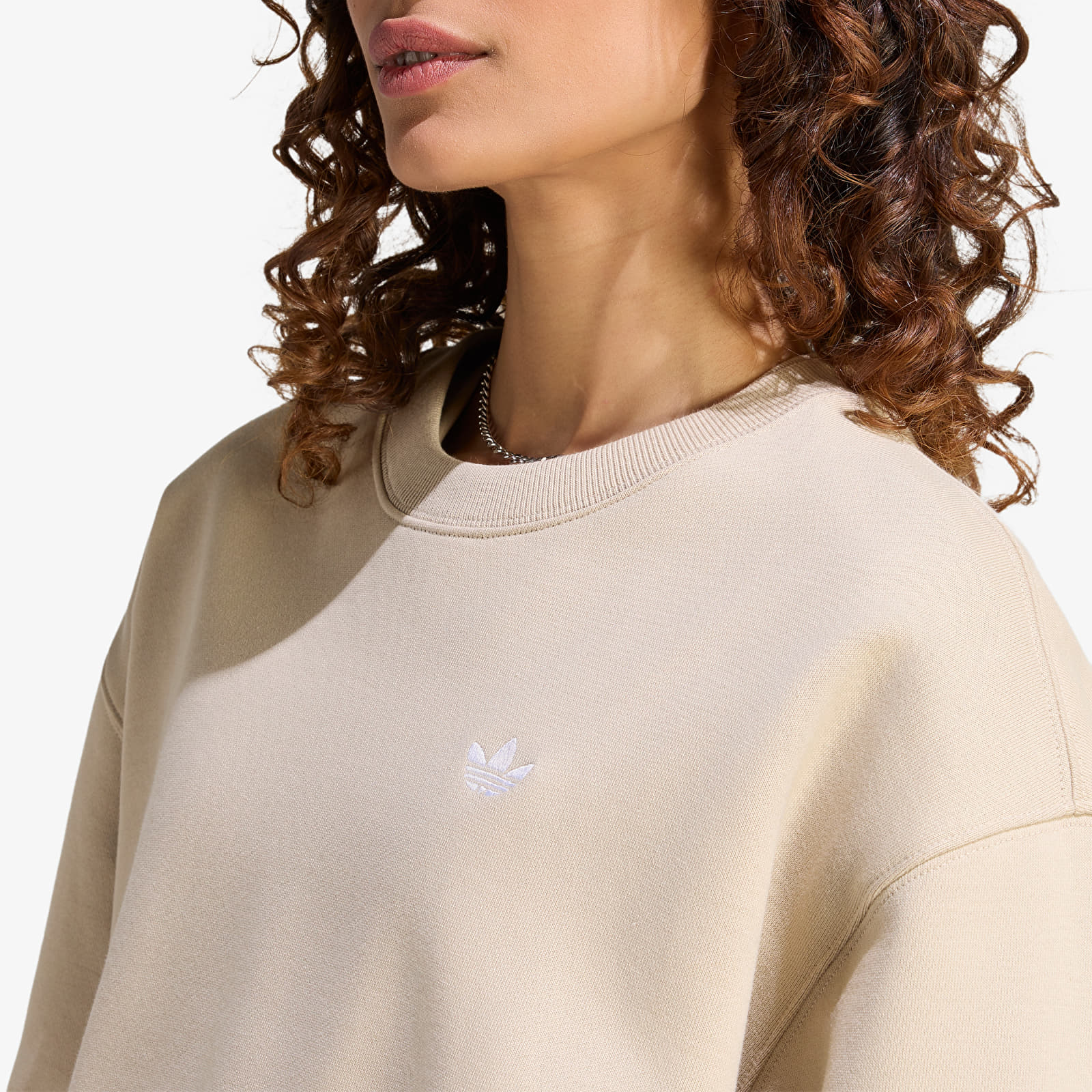 Sweats à capuche femme adidas Ess Fl Crw Os Khaki Three