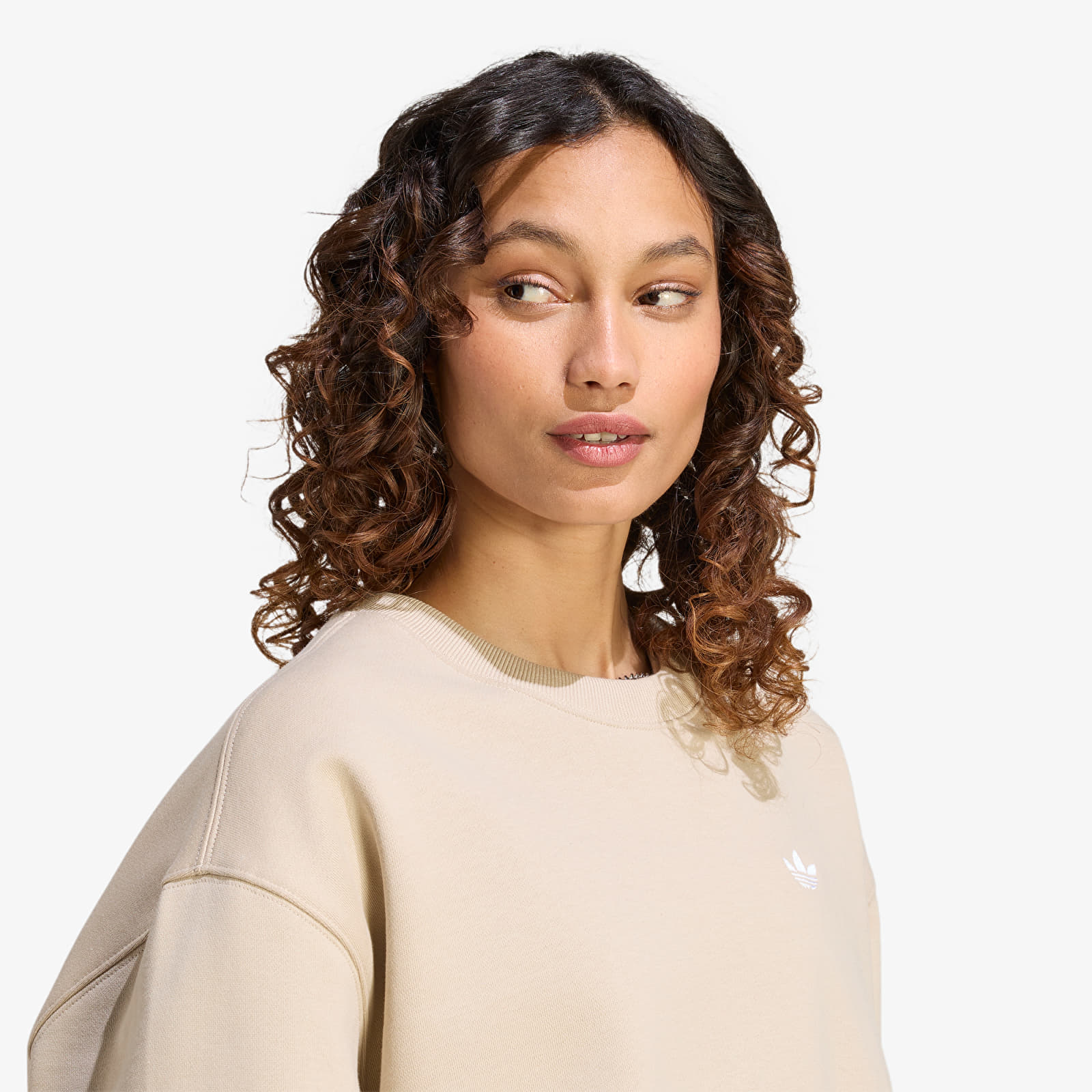 Sweats à capuche femme adidas Ess Fl Crw Os Khaki Three