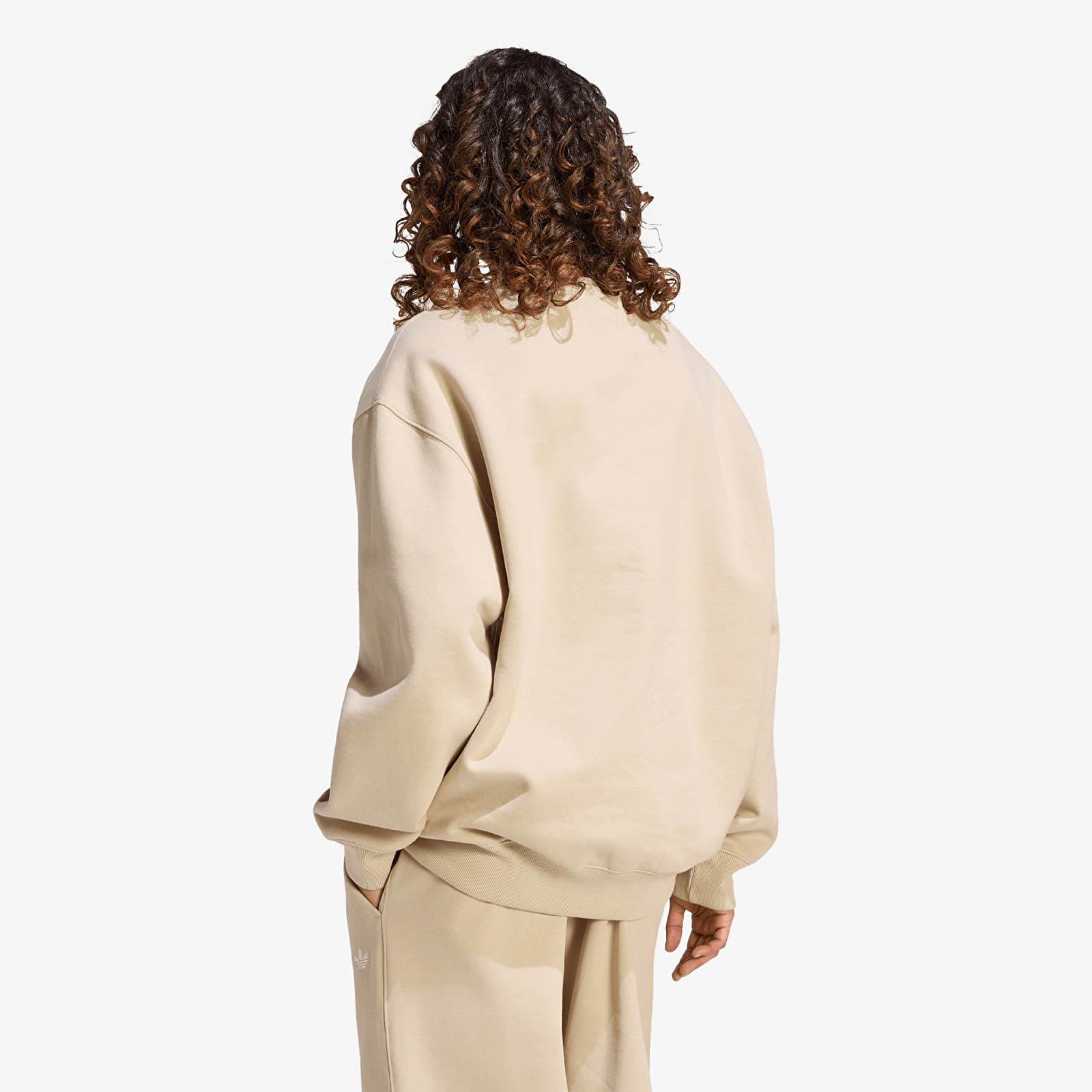Sweats à capuche femme adidas Ess Fl Crw Os Khaki Three