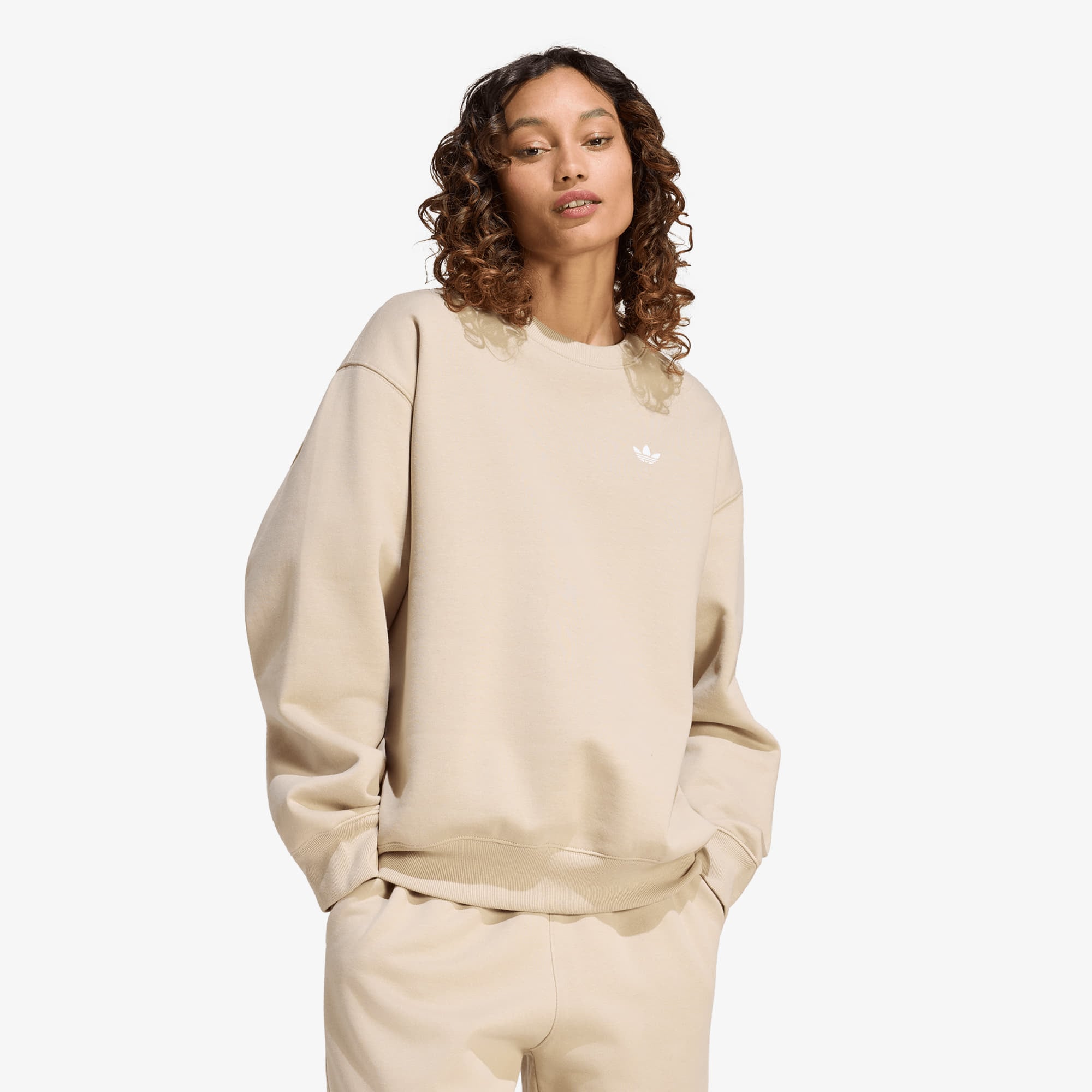 Sweatshirt adidas Ess Fl Crw Os Khaki Three XS