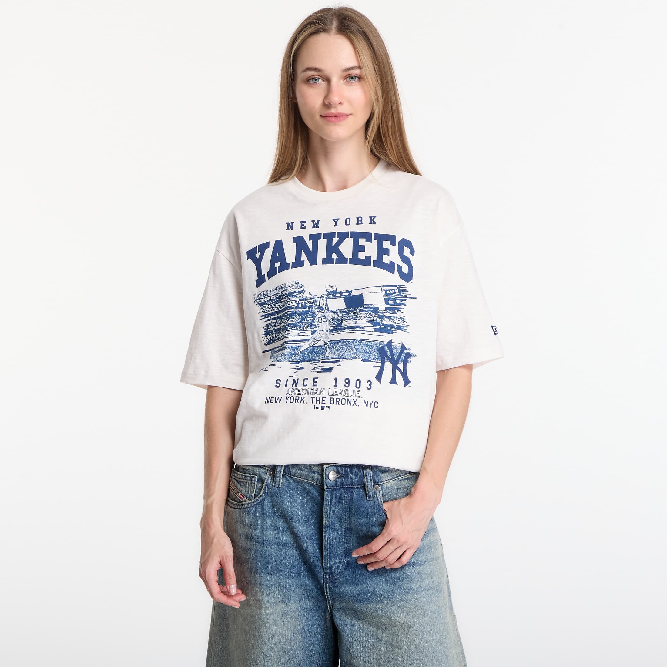 T-shirt New Era MLB Slub Stadium OS Tee New York Yankees UNISEX Off White XL