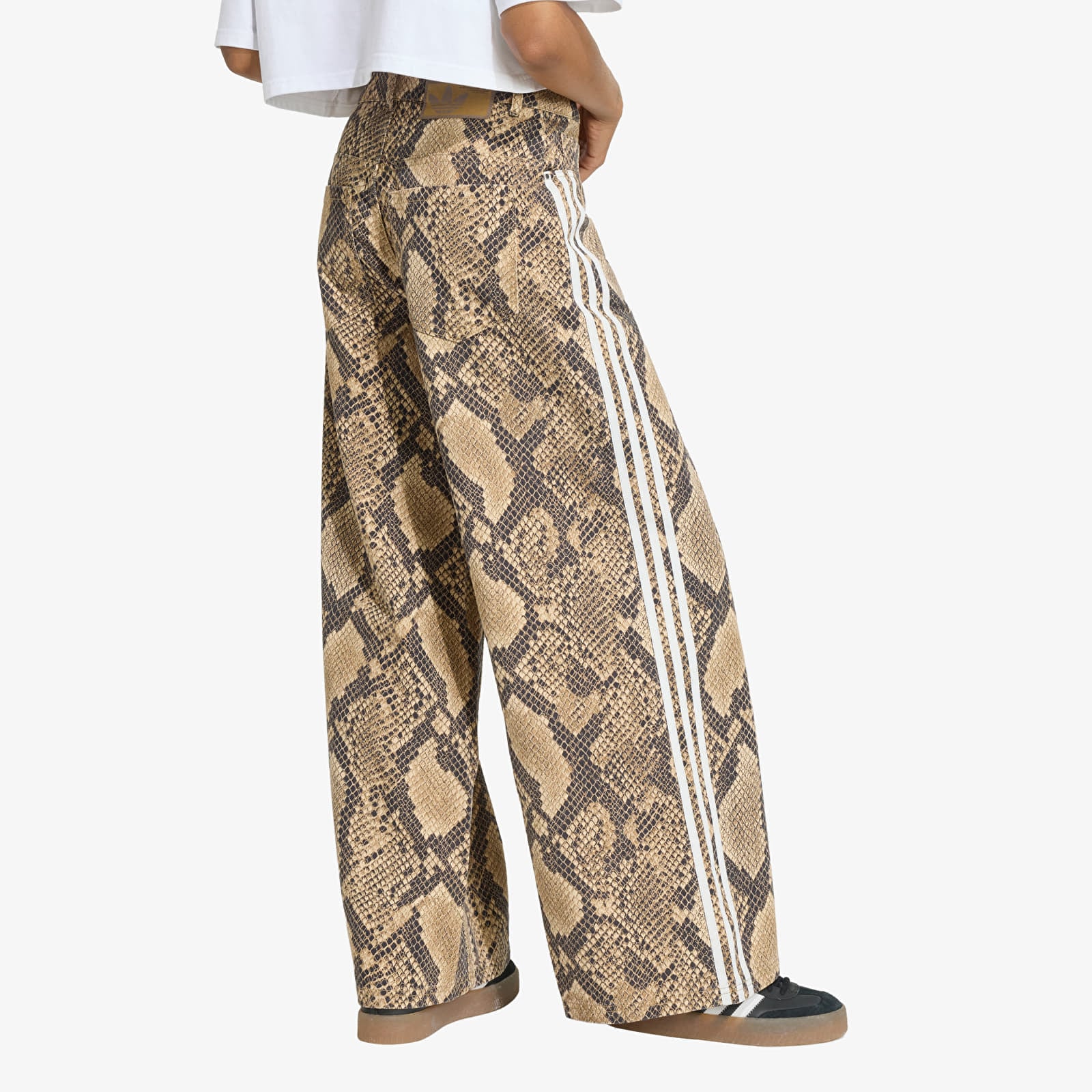Moteriškos kelnės adidas Snake Print Denim Loose Pants Linen/ Magic Beige