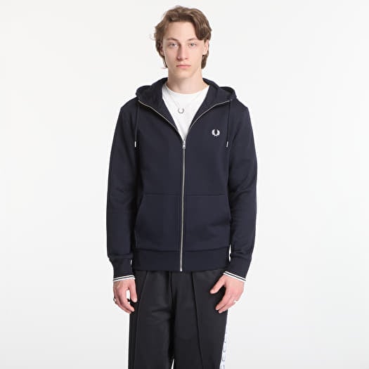 Mikina Fred Perry Hooded Zip Through Sweatshirt Black