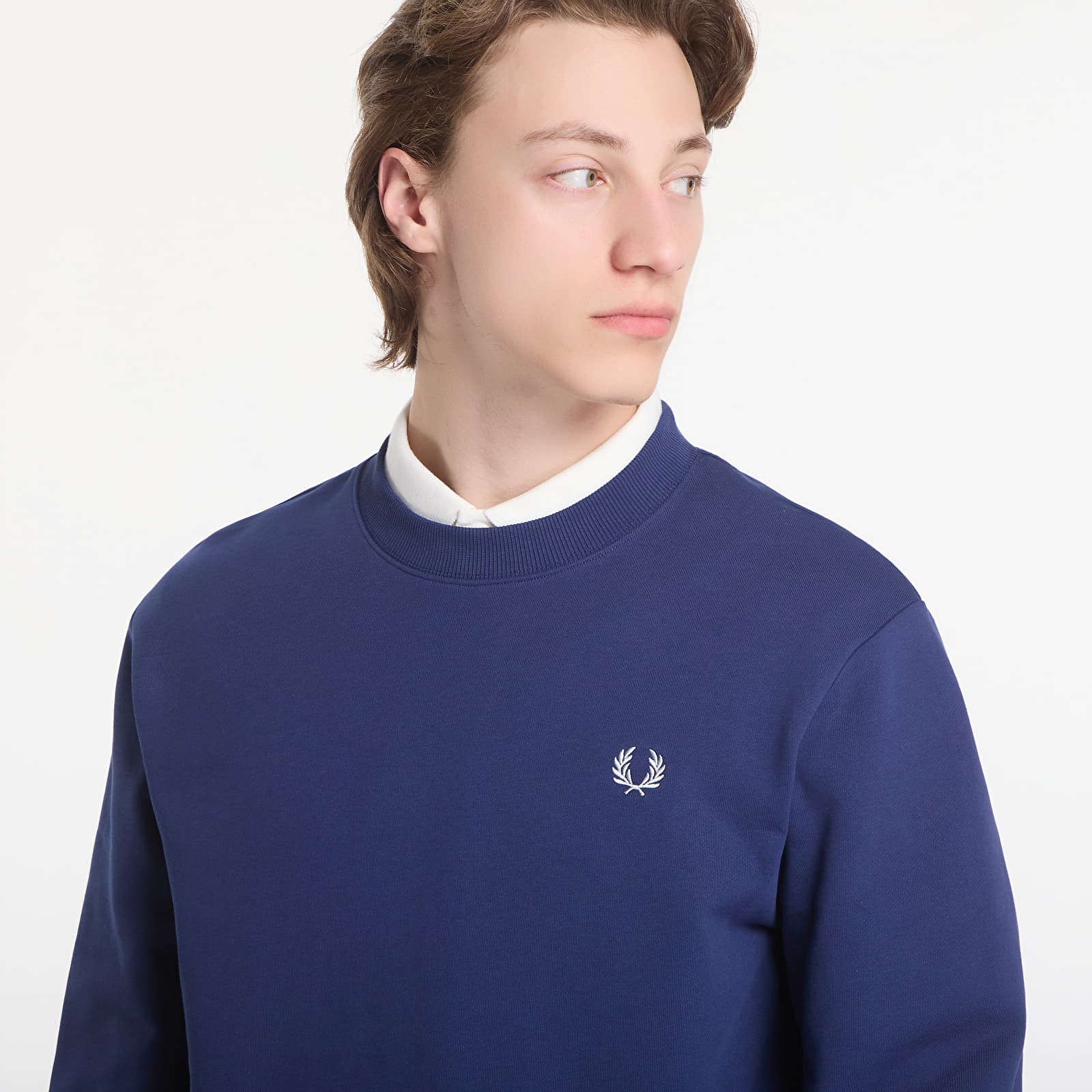 Pánské mikiny Fred Perry Crew Neck Sweatshirt Blue