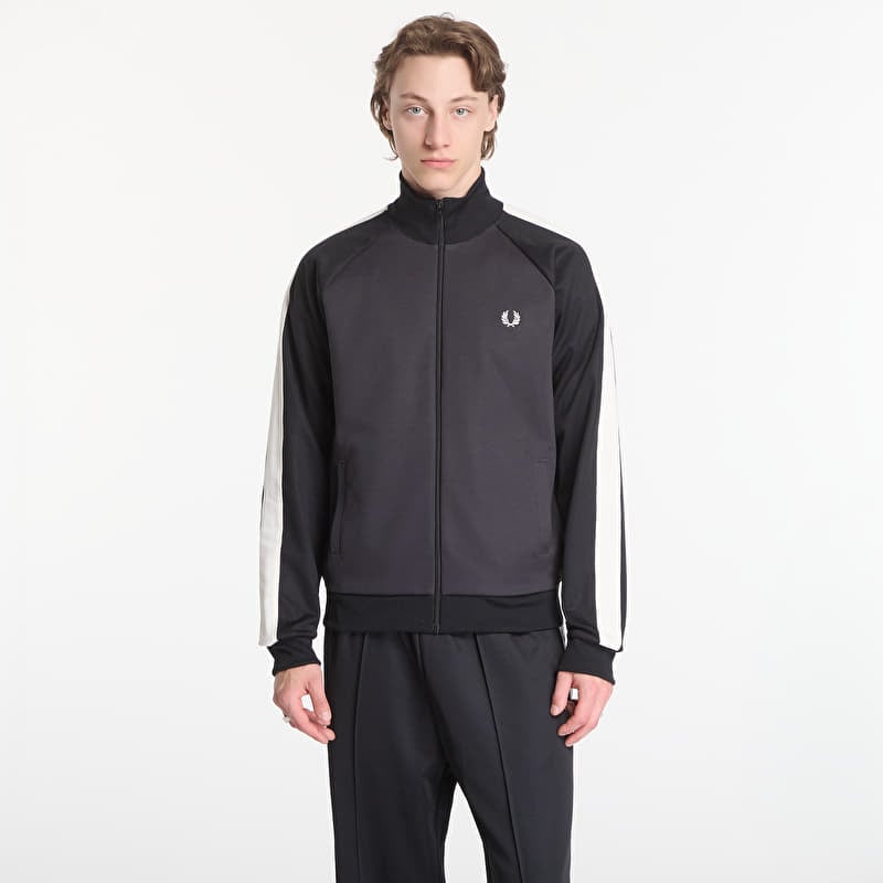 Sweatshirt Fred Perry Contrast Sleeve Track Jacket Black