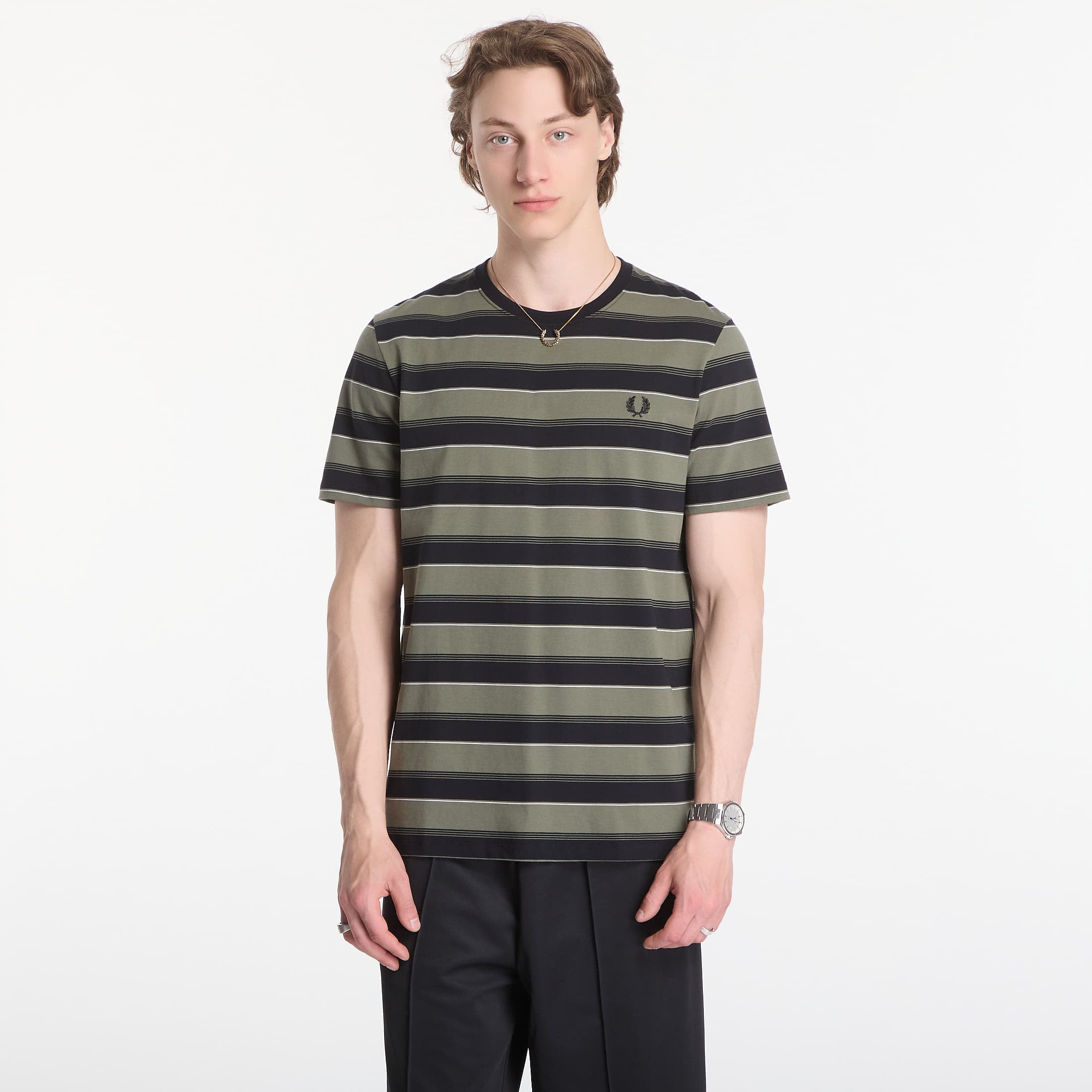 T-shirt Fred Perry Fine Stripe T-Shirt Green L
