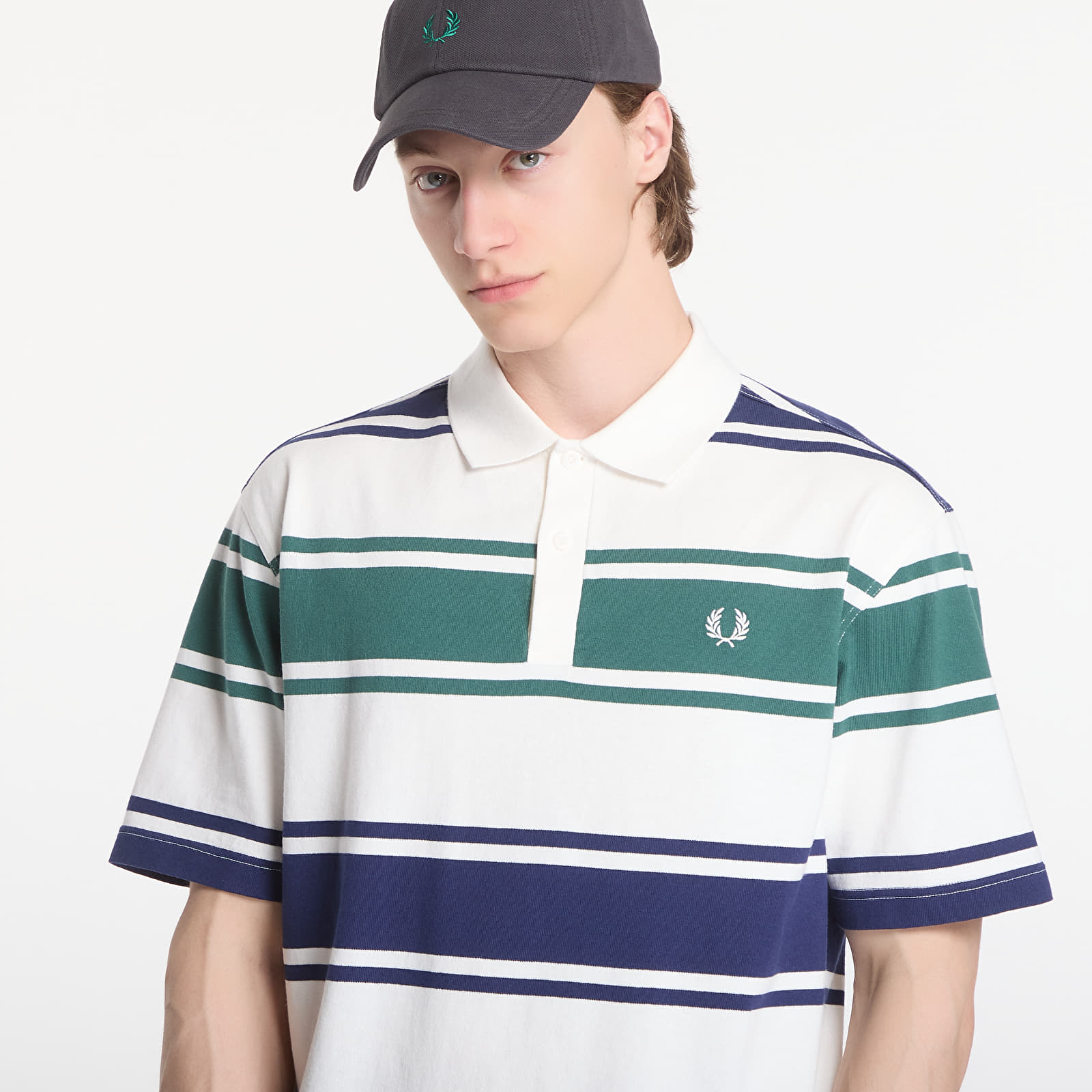 Ανδρικά μπλουζάκια Fred Perry Relaxed Striped Polo Shirt Beige
