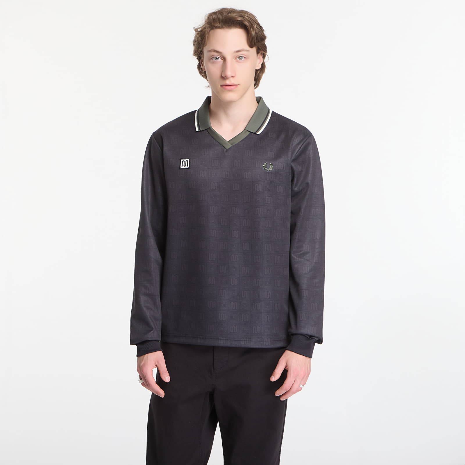 Чоловічі футболки Fred Perry Meyba Printed Ls Polo Shirt Black