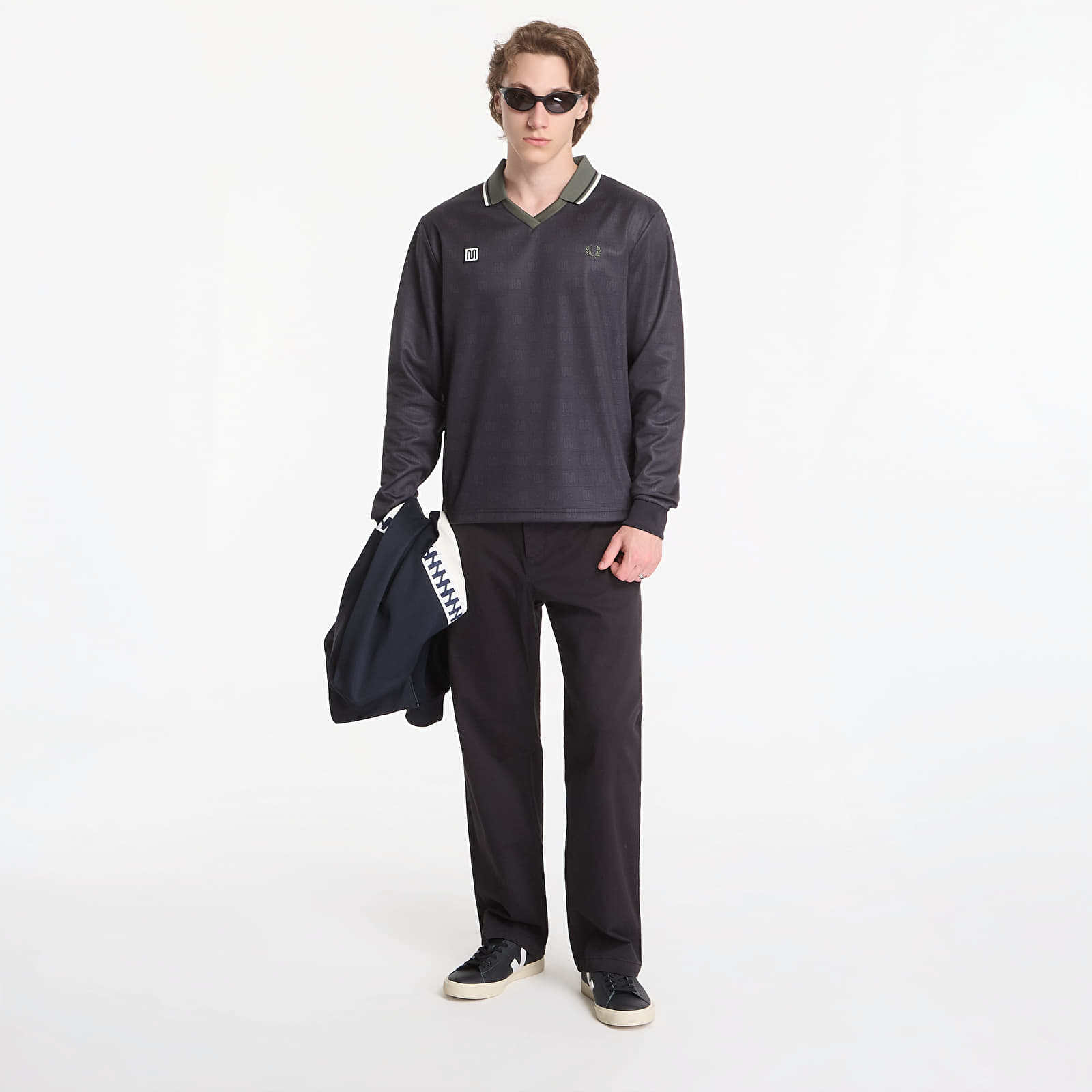 Чоловічі футболки Fred Perry Meyba Printed Ls Polo Shirt Black