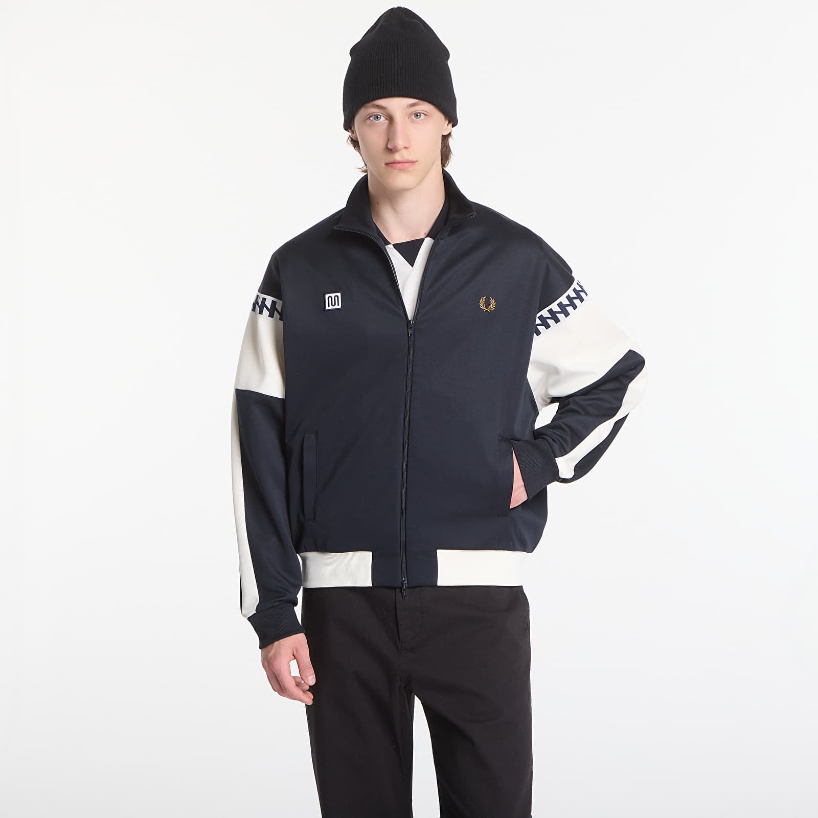 Herren-Sweatshirts Fred Perry Meyba Cut And Sew Track Jacket Black