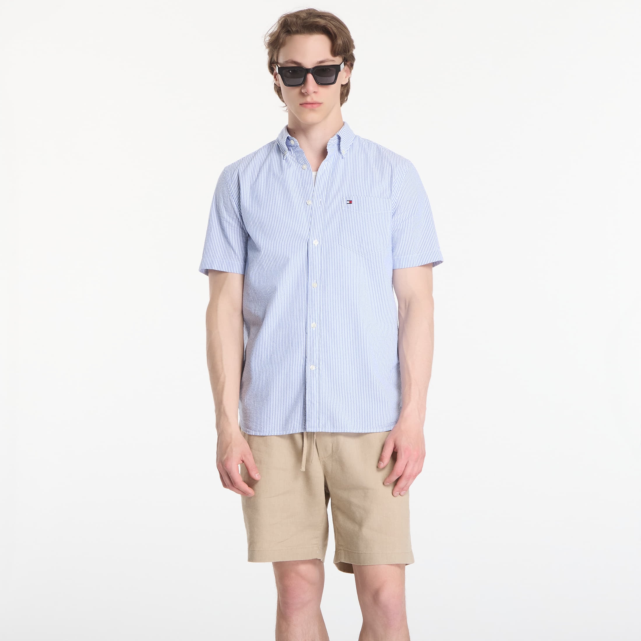Overhemd Tommy Hilfiger Seersucker Bengal Stripe Shirt Blue Orbit/ Stripe L