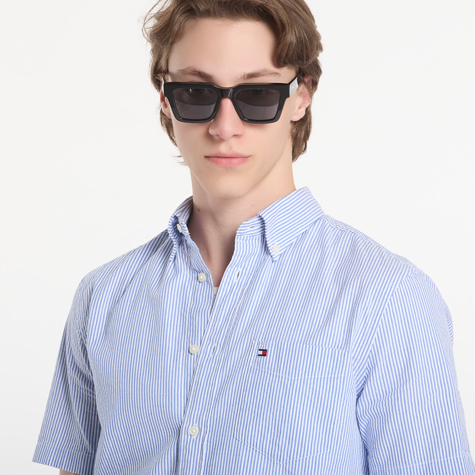 Skjorter Tommy Hilfiger Seersucker Bengal Stripe Shirt Blue Orbit/ Stripe